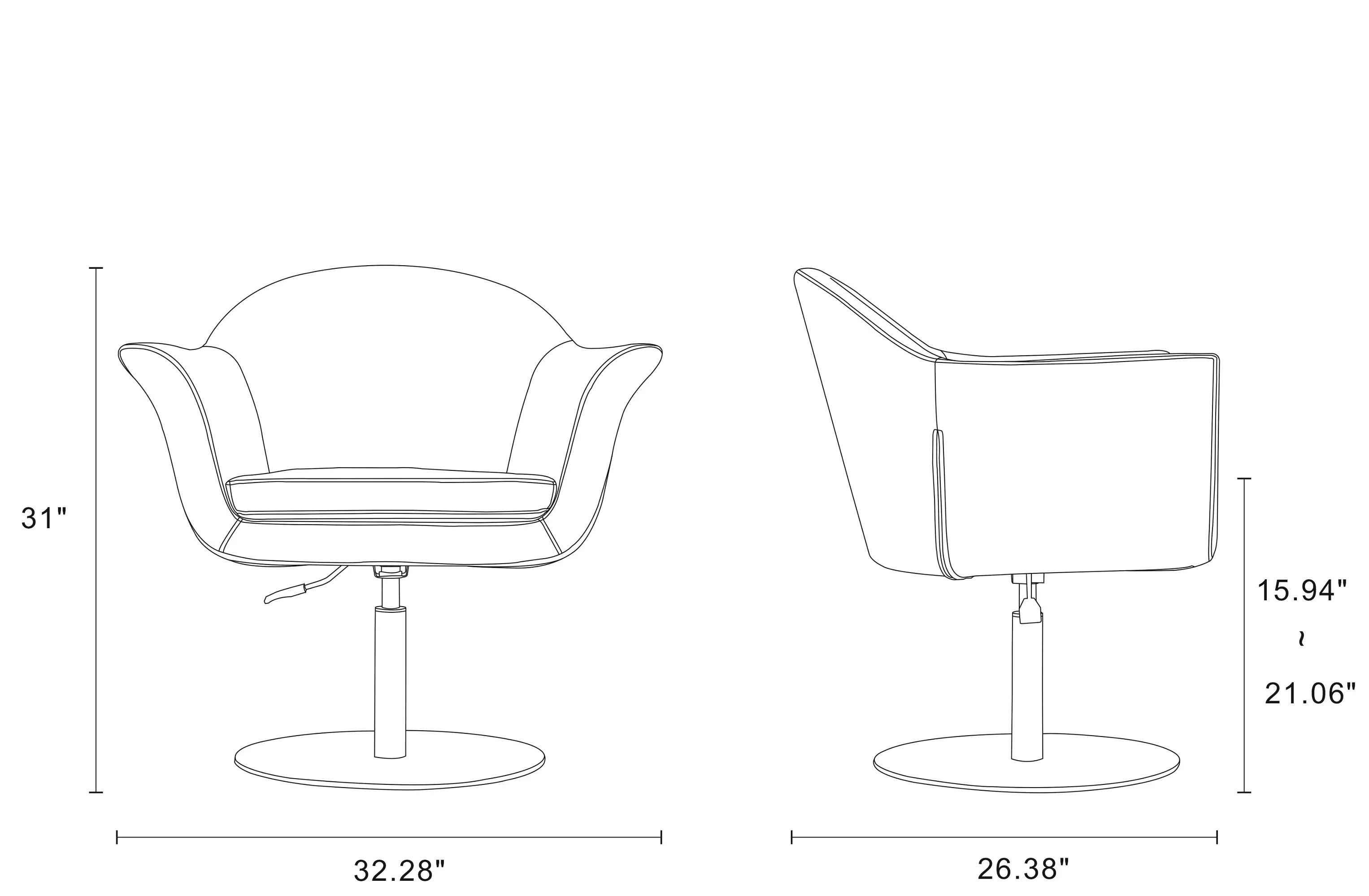 Voyager Swivel Adjustable Accent Chair in Orange and Brushed Metal (set of 2) - Image 2