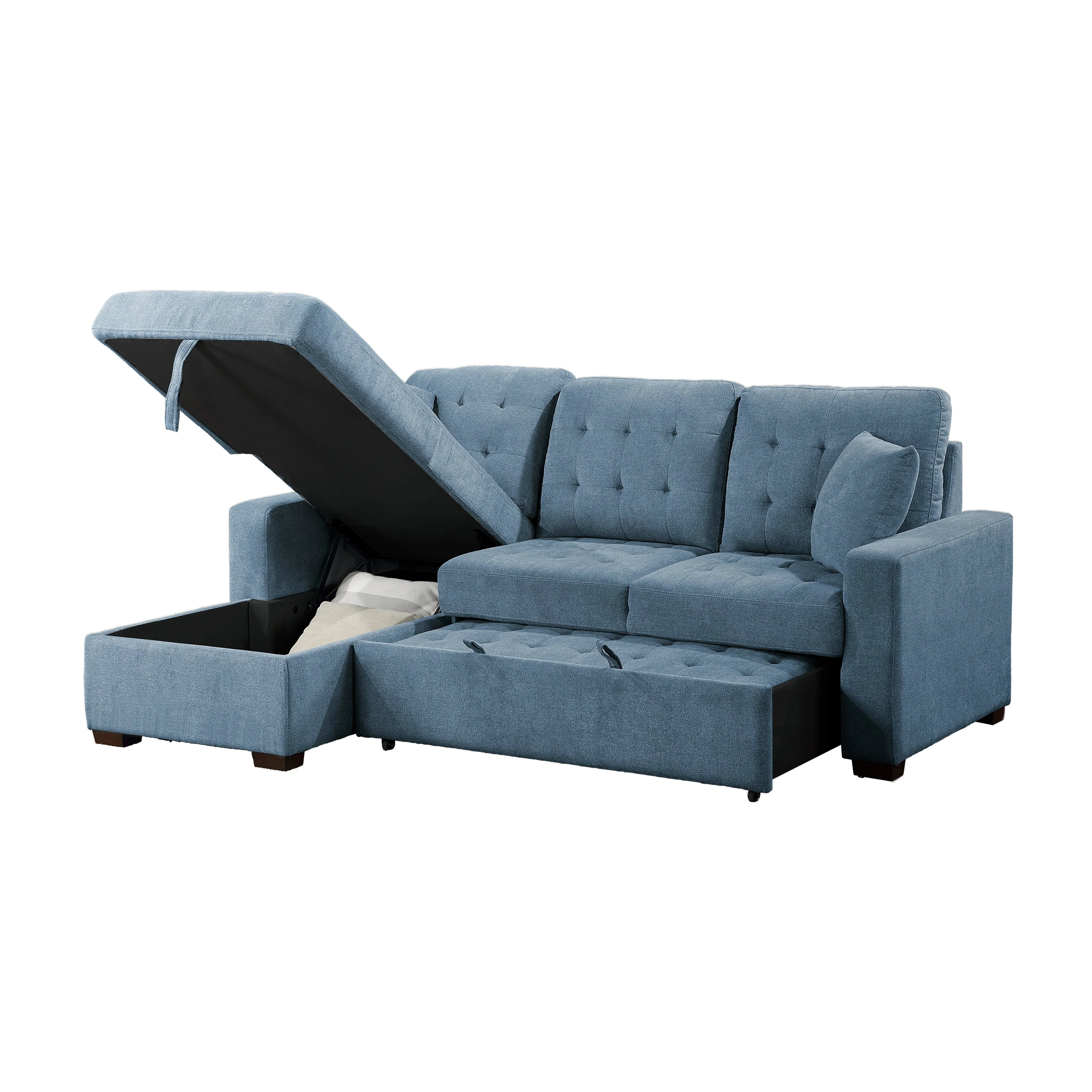 Waitsfield Blue 2-Piece Sectional with Left Chaise, Pull-out Bed and Hidden Storage - Image 8
