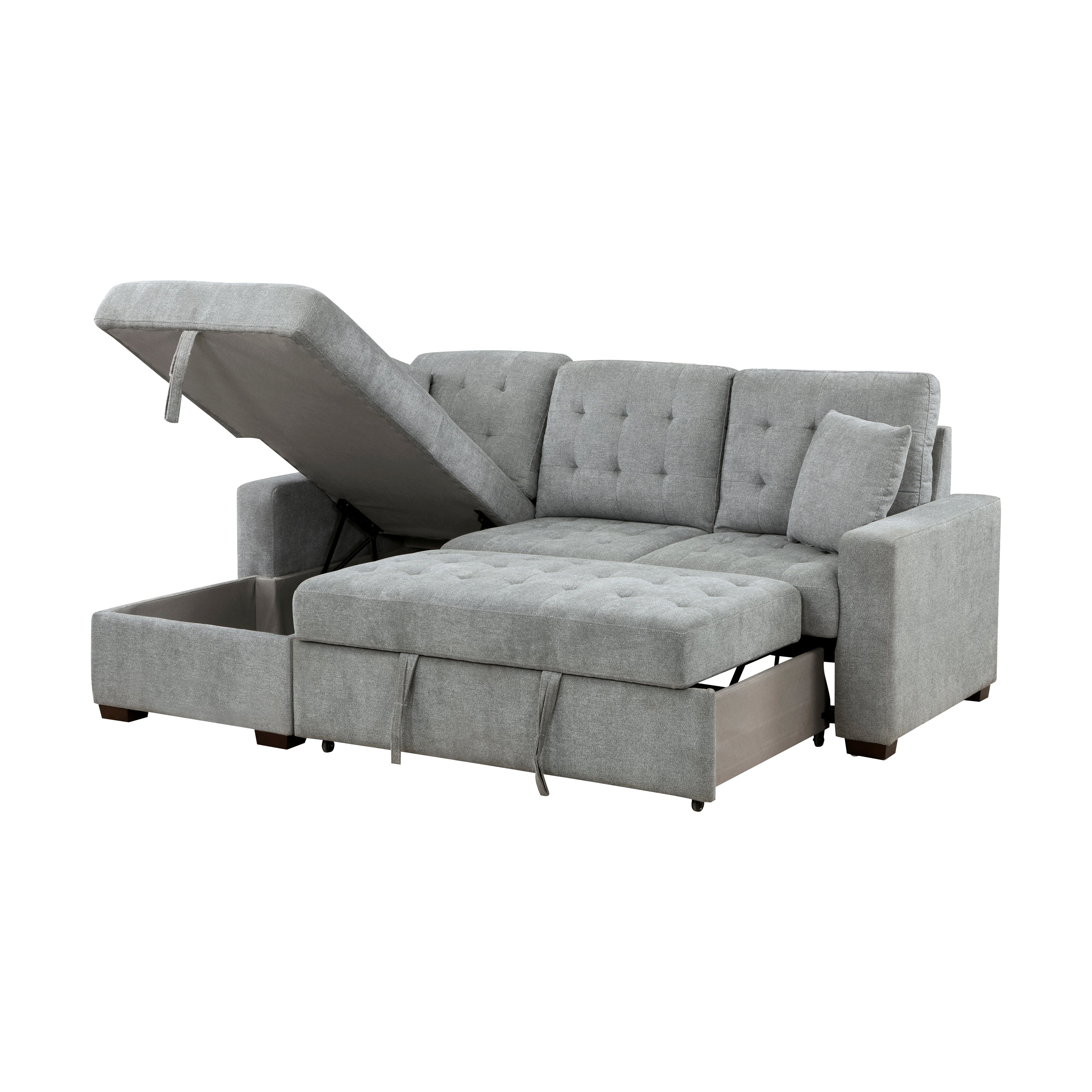 Waitsfield Gray 2-Piece Sectional with Left Chaise, Pull-out Bed and Hidden Storage - Image 10