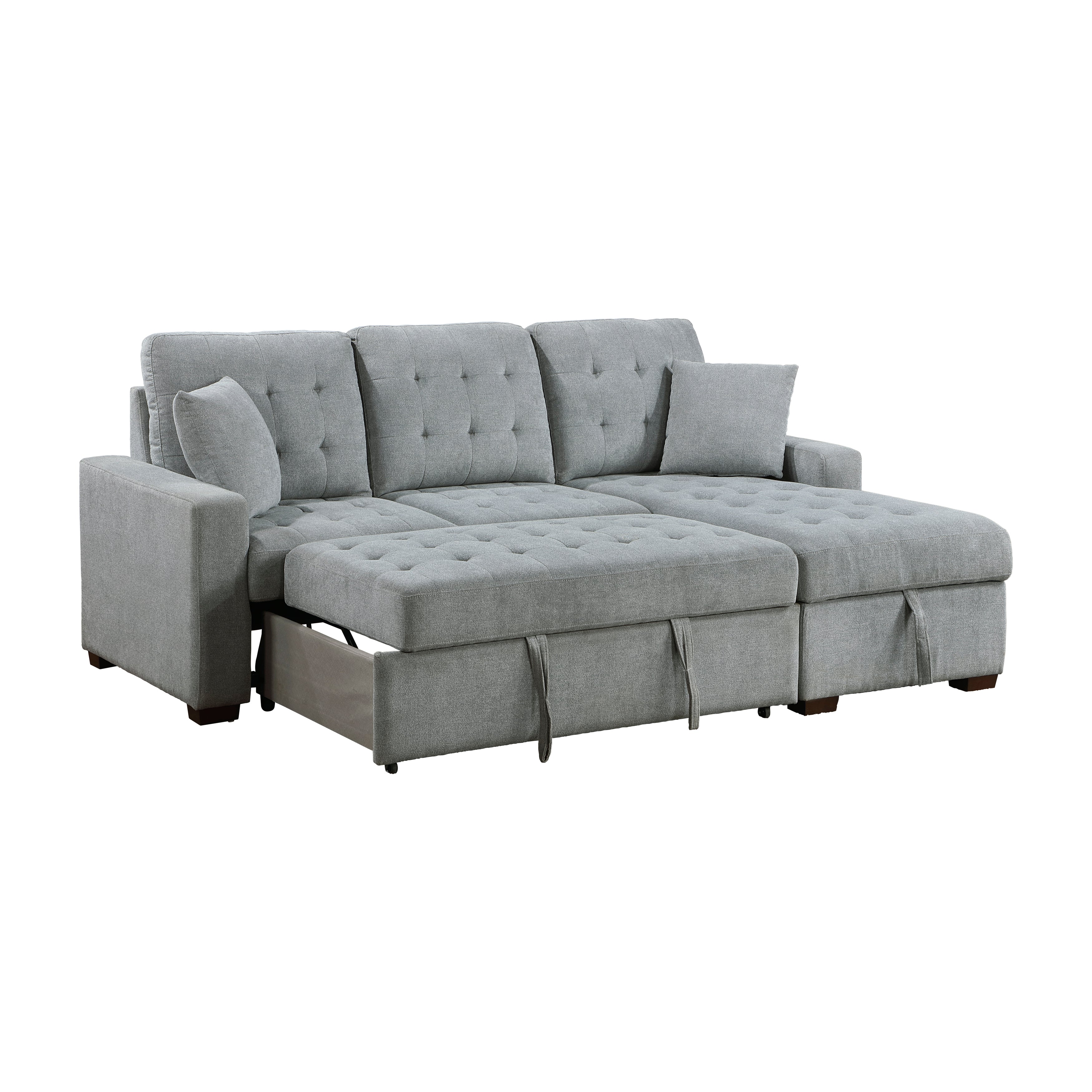 Waitsfield Gray 2-Piece Sectional with Right Chaise, Pull-out Bed and Hidden Storage - Image 8