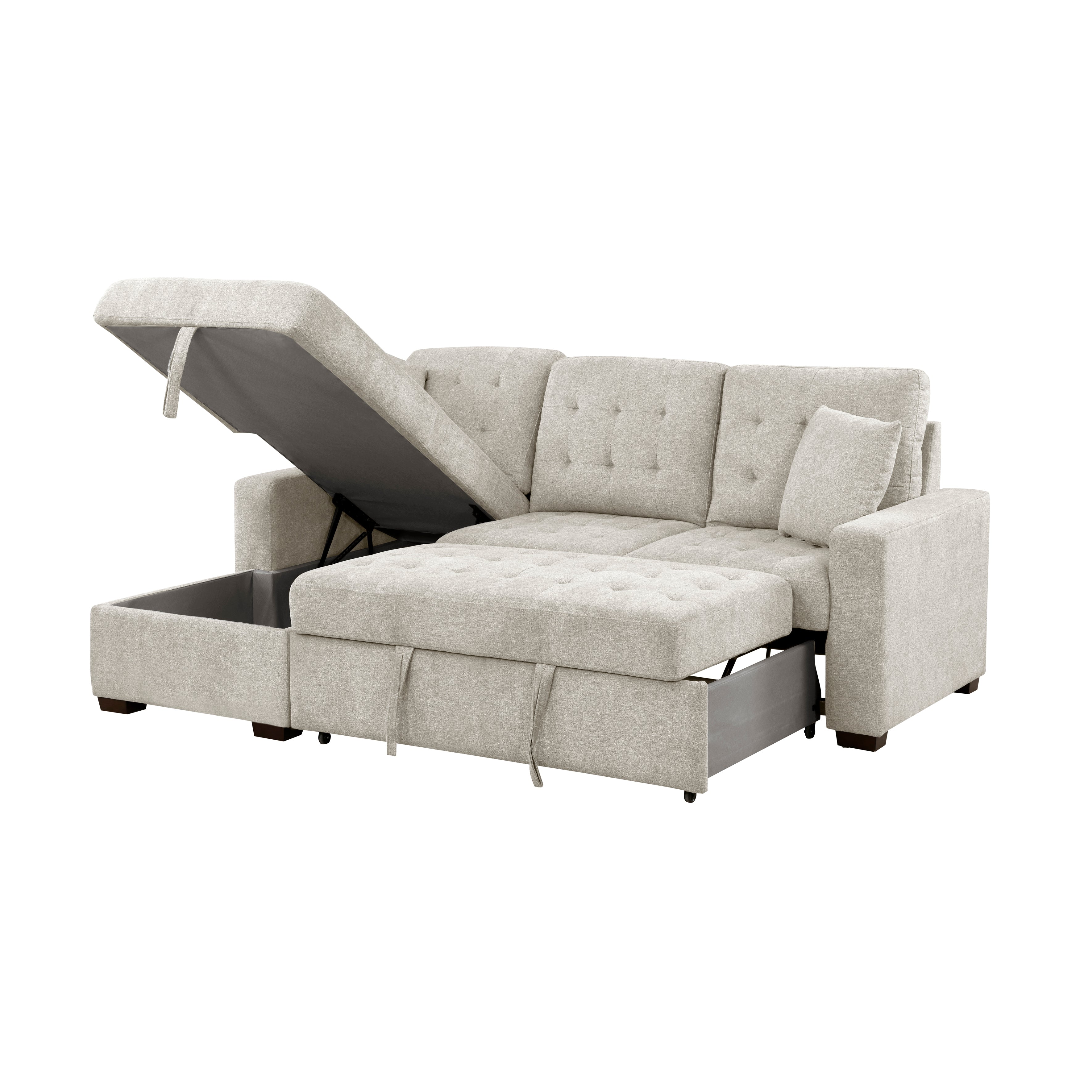 Waitsfield Sand 2-Piece Sectional with Left Chaise, Pull-out Bed and Hidden Storage - Image 11