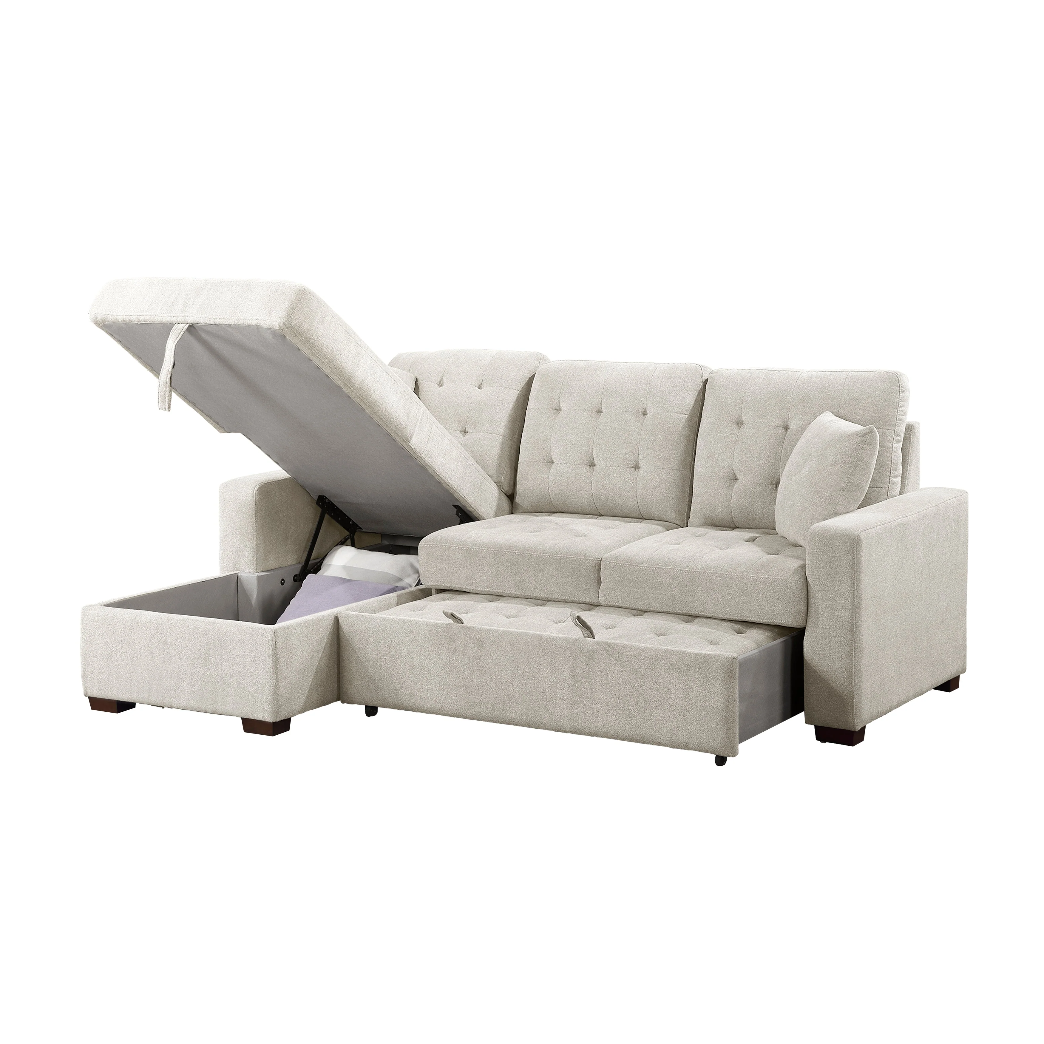 Waitsfield Sand 2-Piece Sectional with Left Chaise, Pull-out Bed and Hidden Storage - Image 8