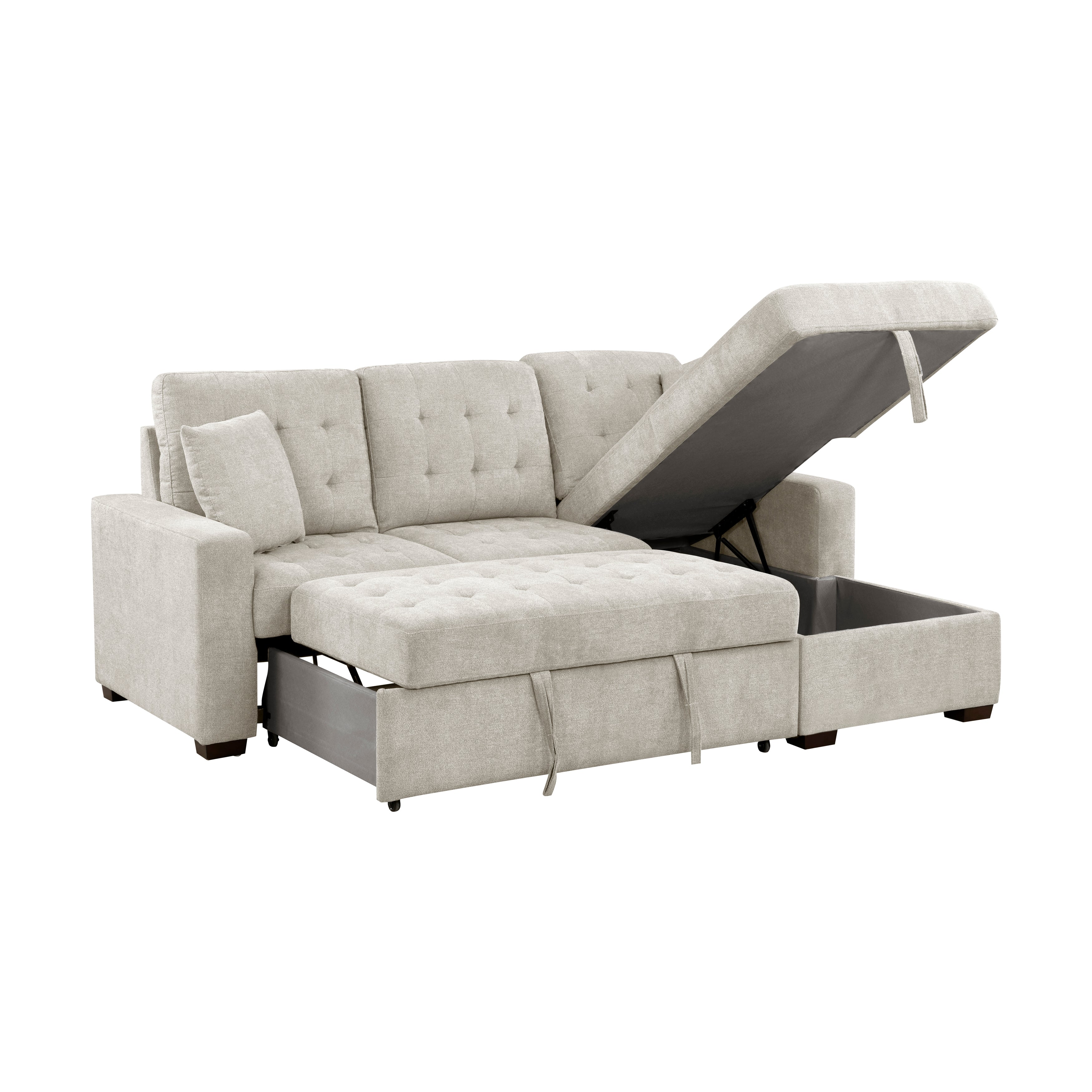 Waitsfield Sand 2-Piece Sectional with Right Chaise, Pull-out Bed and Hidden Storage - Image 10