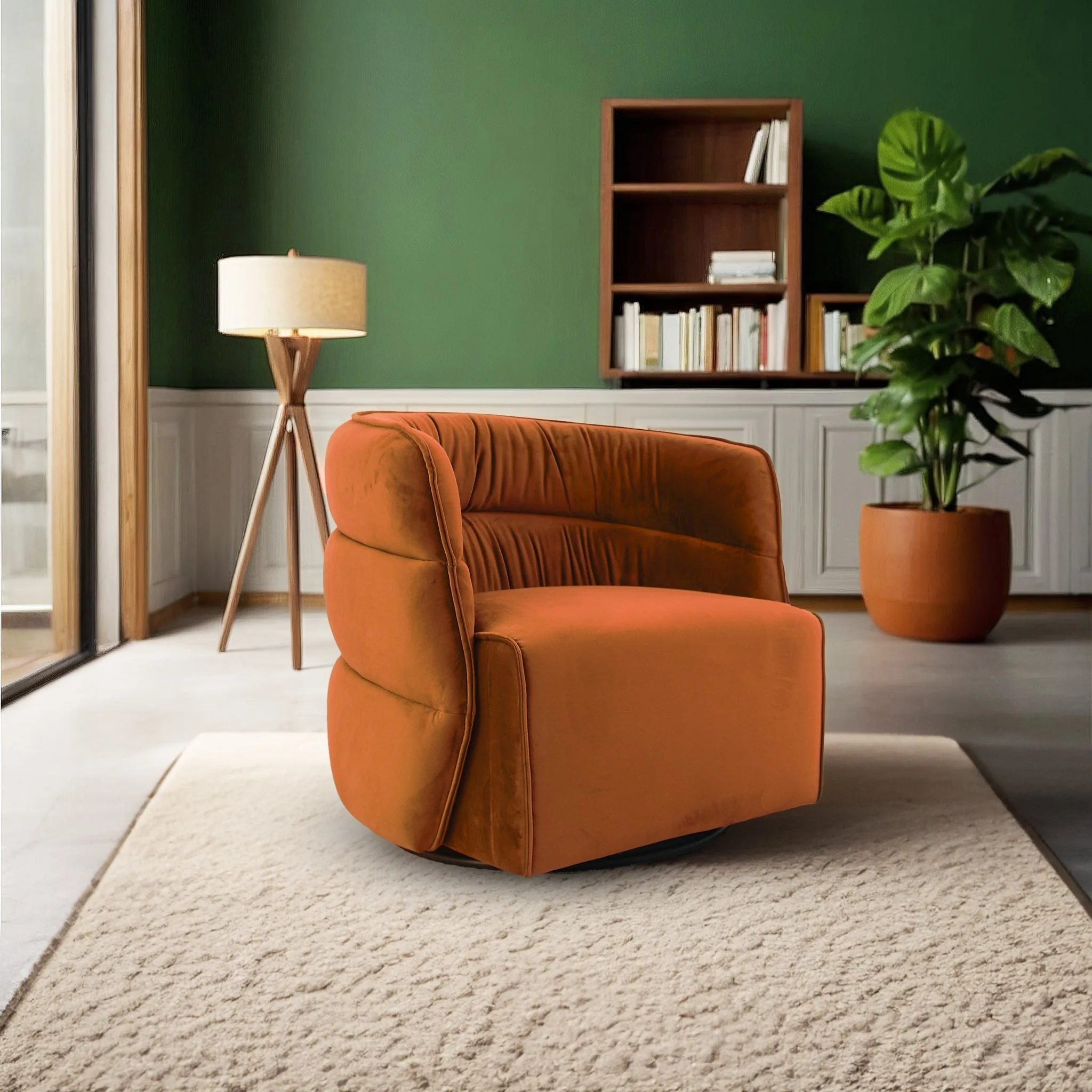 Walden Swivel Chair - Burnt Orange Velvet - Image 4