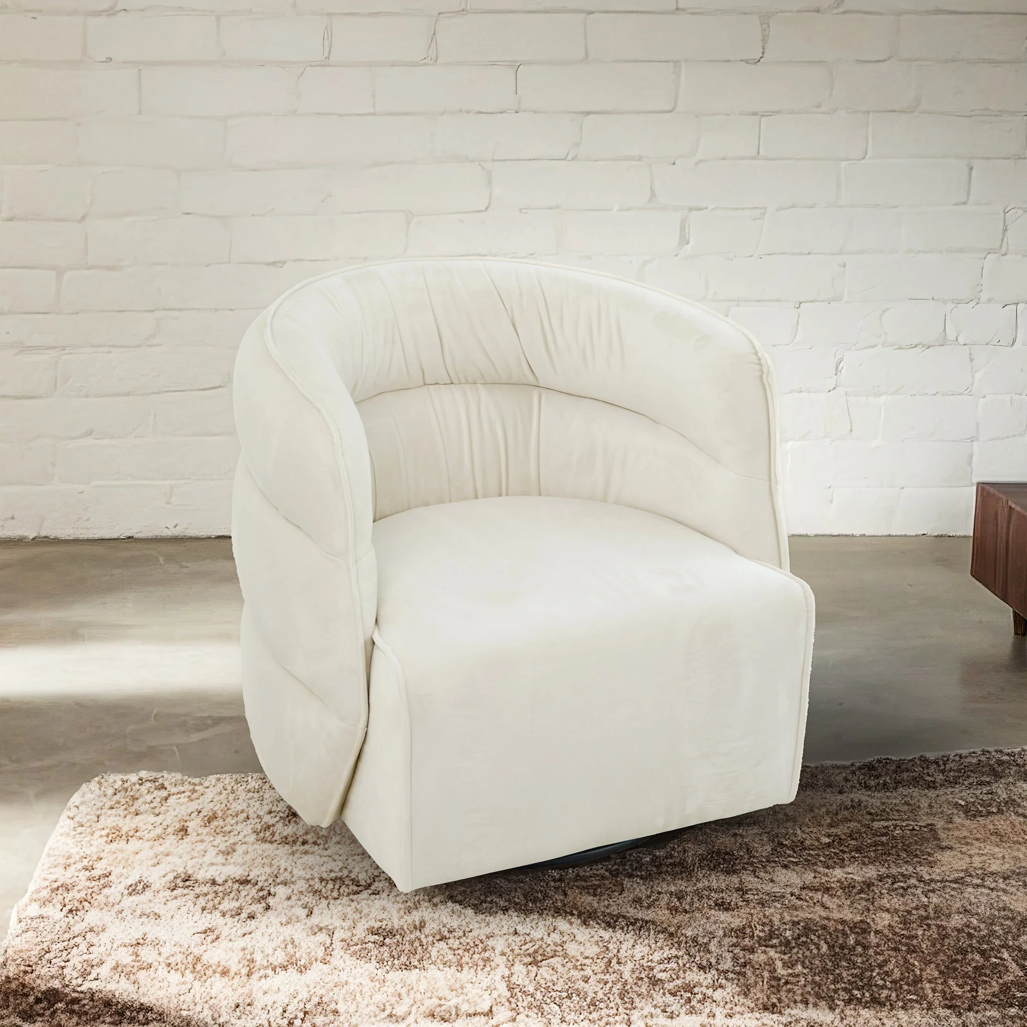 Walden Swivel Chair - Cream Velvet - Image 5