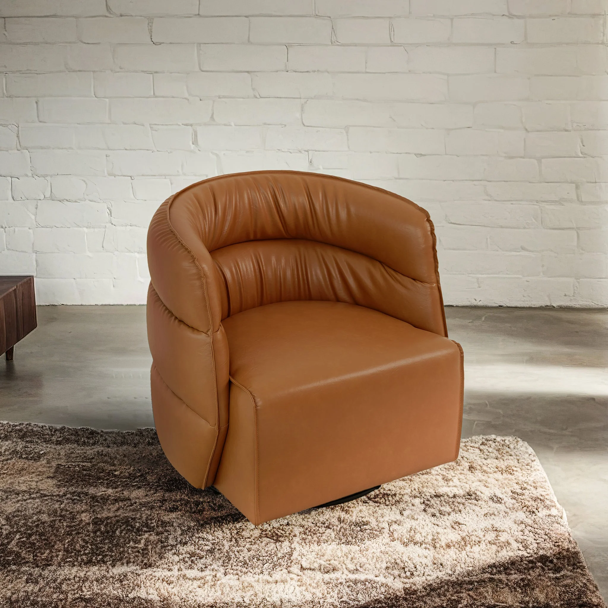 Walden Swivel Chair - Vegan Tan Leather - Image 2