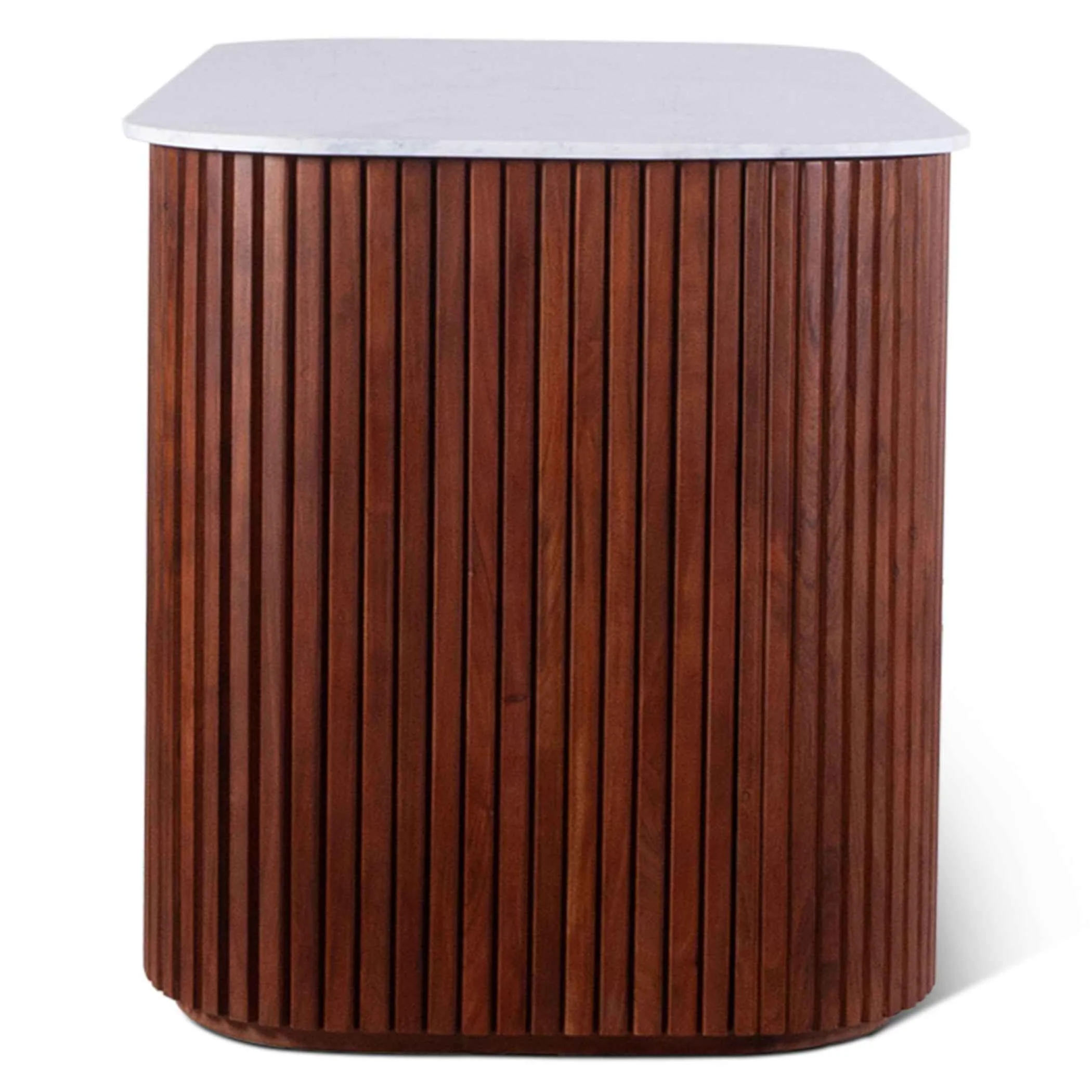 Wales 68" Kitchen Island in Walnut Brown with White Marble Top - Image 6