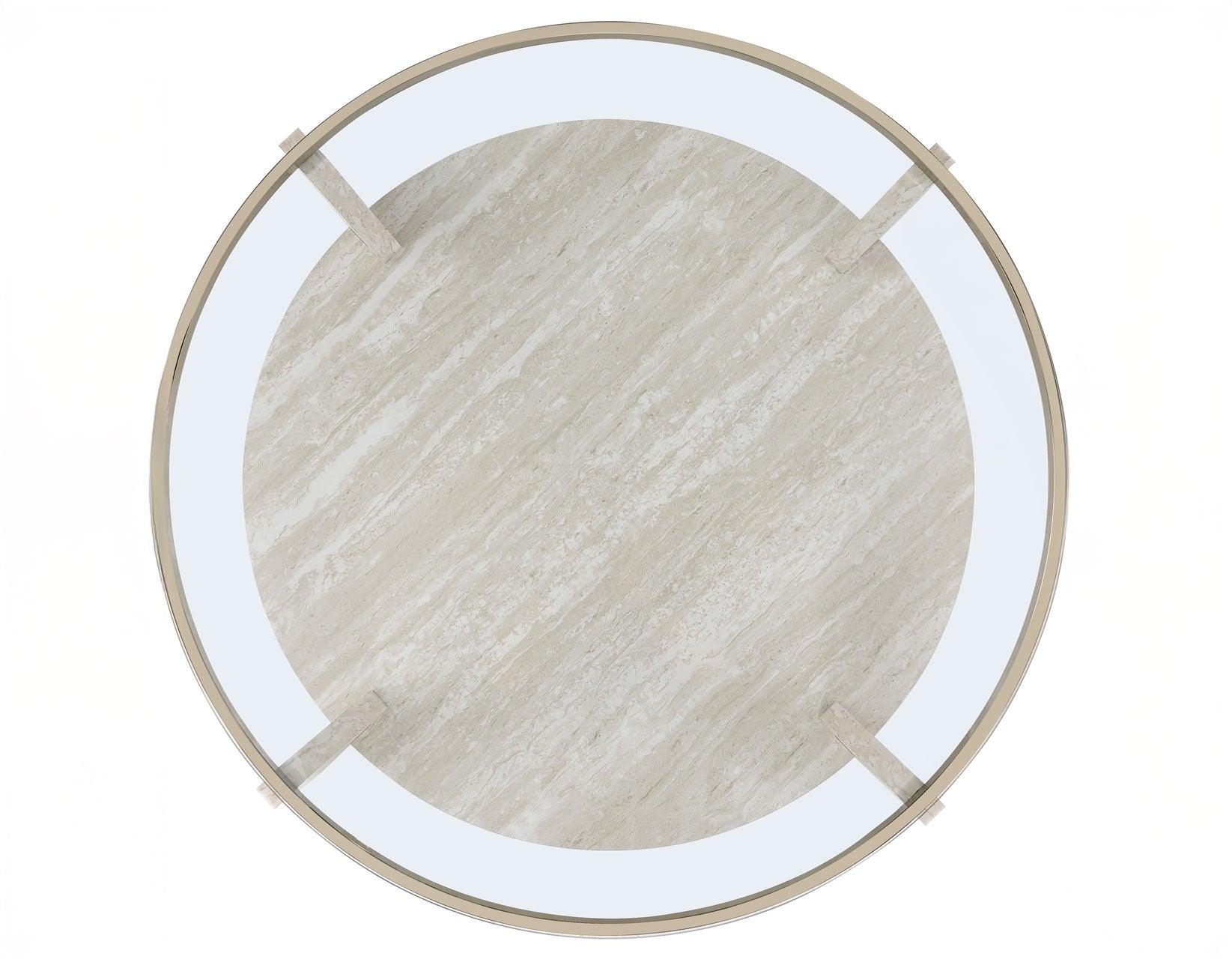 Wanda 42″ Round Glass Top Coffee Table with Casters - Image 6