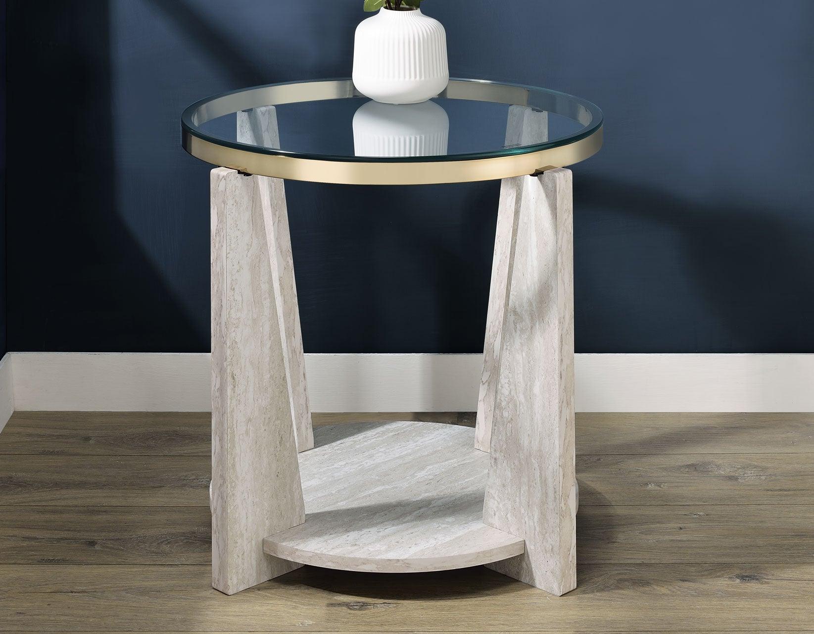 Wanda Round Glass Top End Table