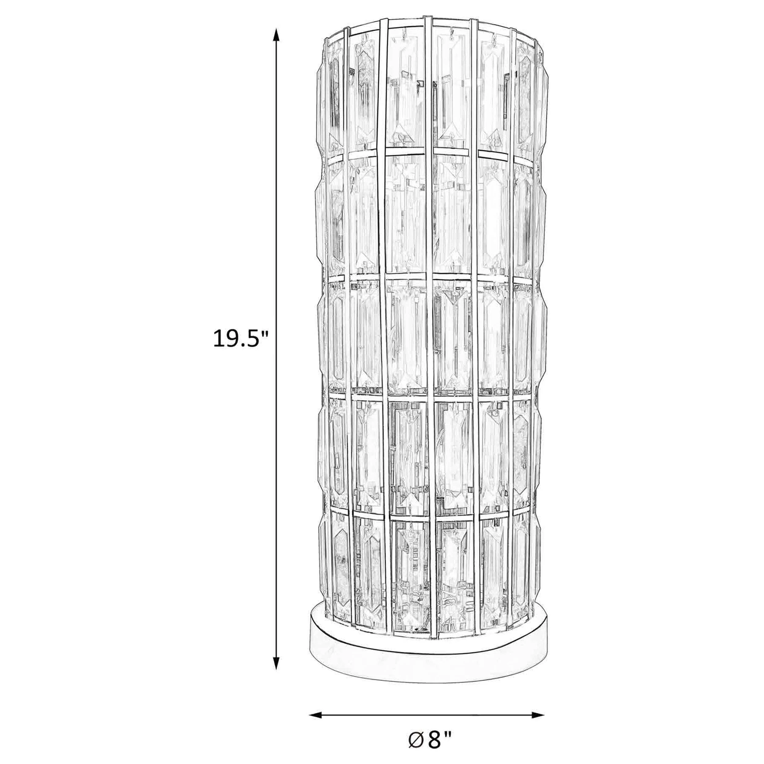 Wanda Silver 20-inch Crystal Shade Bedside Table Lamp - Image 3