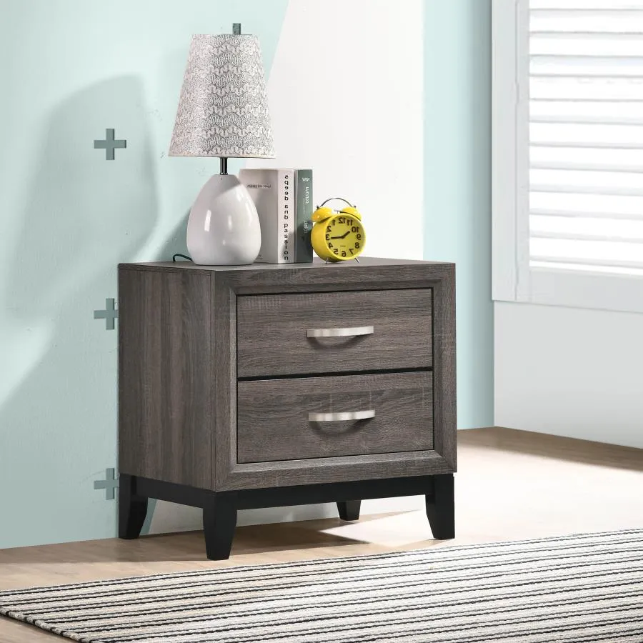 Watson Gray Oak/Black 2-Drawer Nightstand