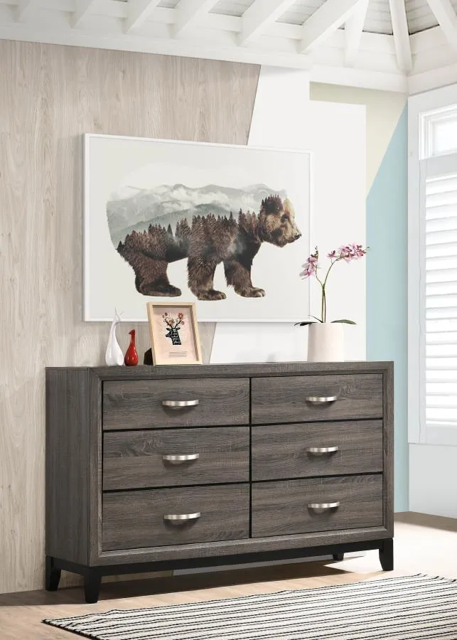Watson Gray Oak/Black 6-Drawer Dresser