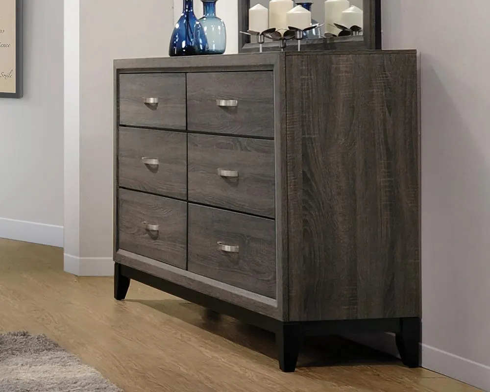Watson Gray Oak/Black 6-Drawer Dresser - Image 3