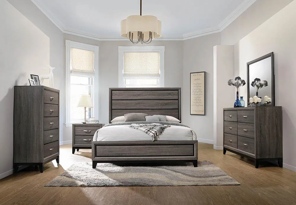 Watson Gray Oak/Black Queen Bed - Image 2