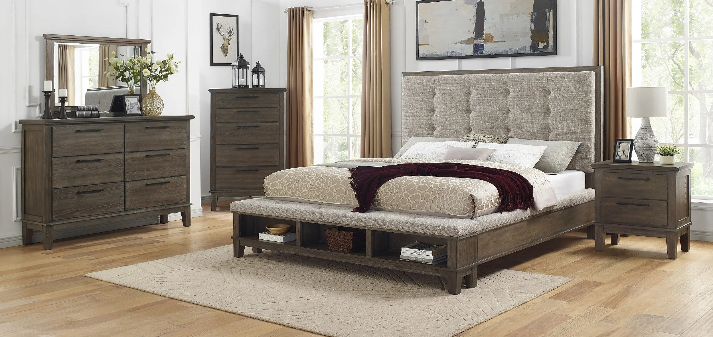 Watson Gray Queen Upholstered Storage Panel Bed - Image 2