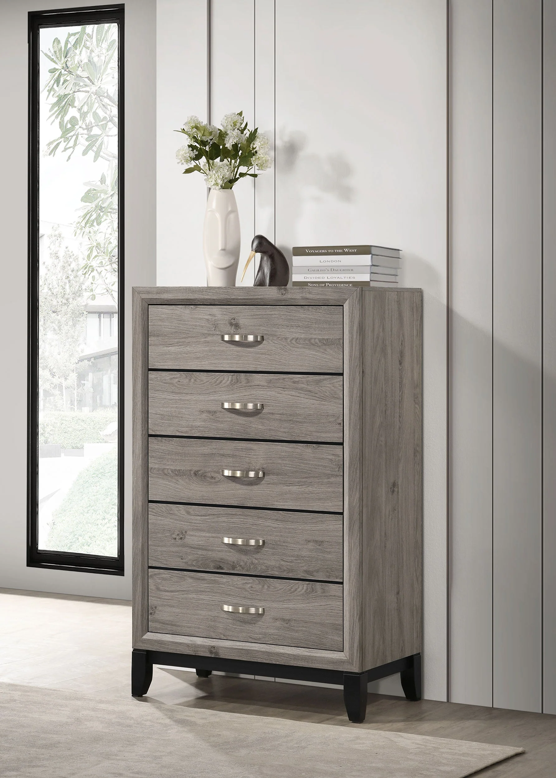 Watson Light Taupe 5-drawer Bedroom Chest of Drawers