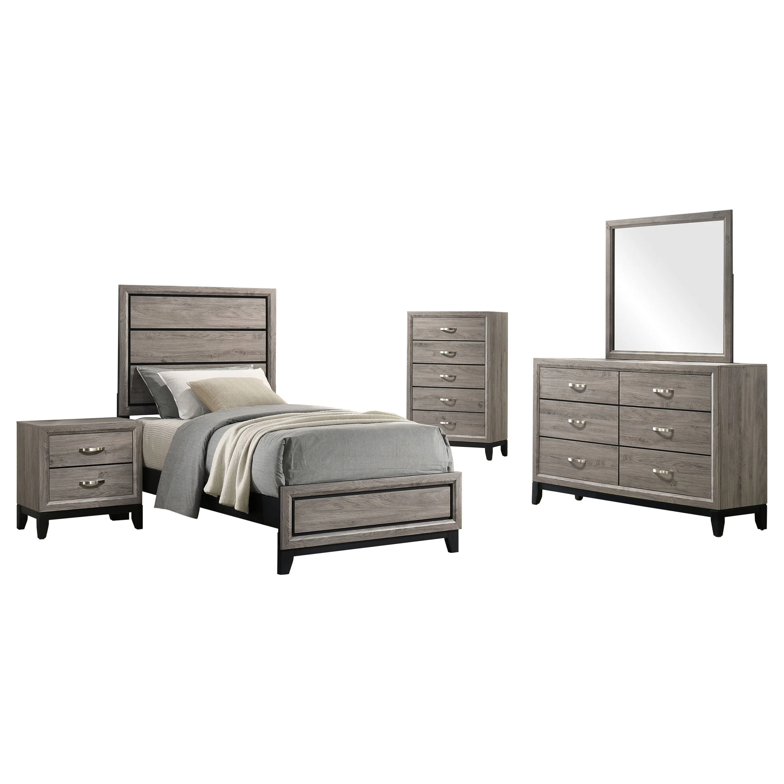 Watson Light Taupe Five-piece Twin Bedroom Set - Image 2