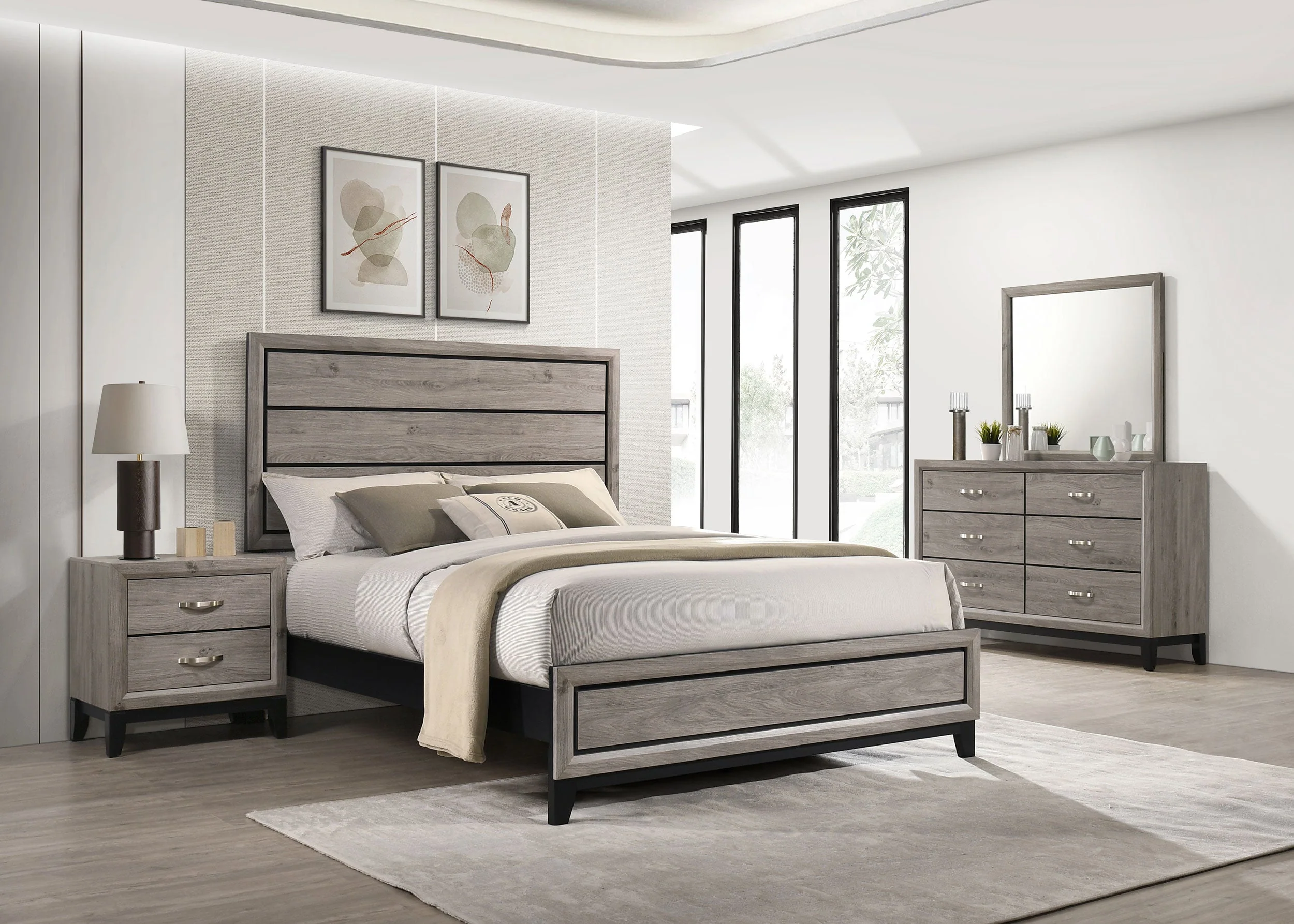 Watson Light Taupe Four-piece Full Bedroom Set