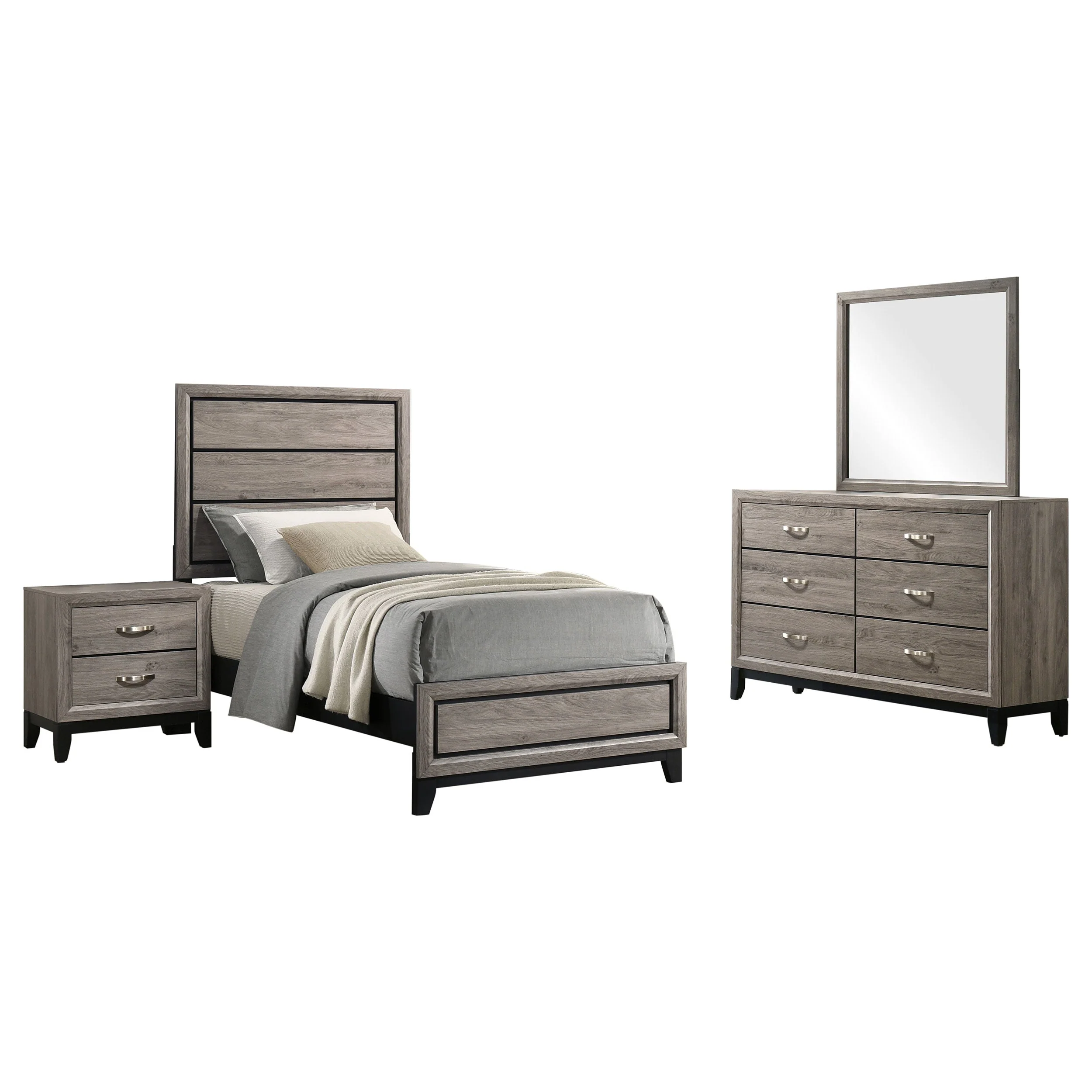 Watson Light Taupe Four-piece Twin Bedroom Set - Image 2