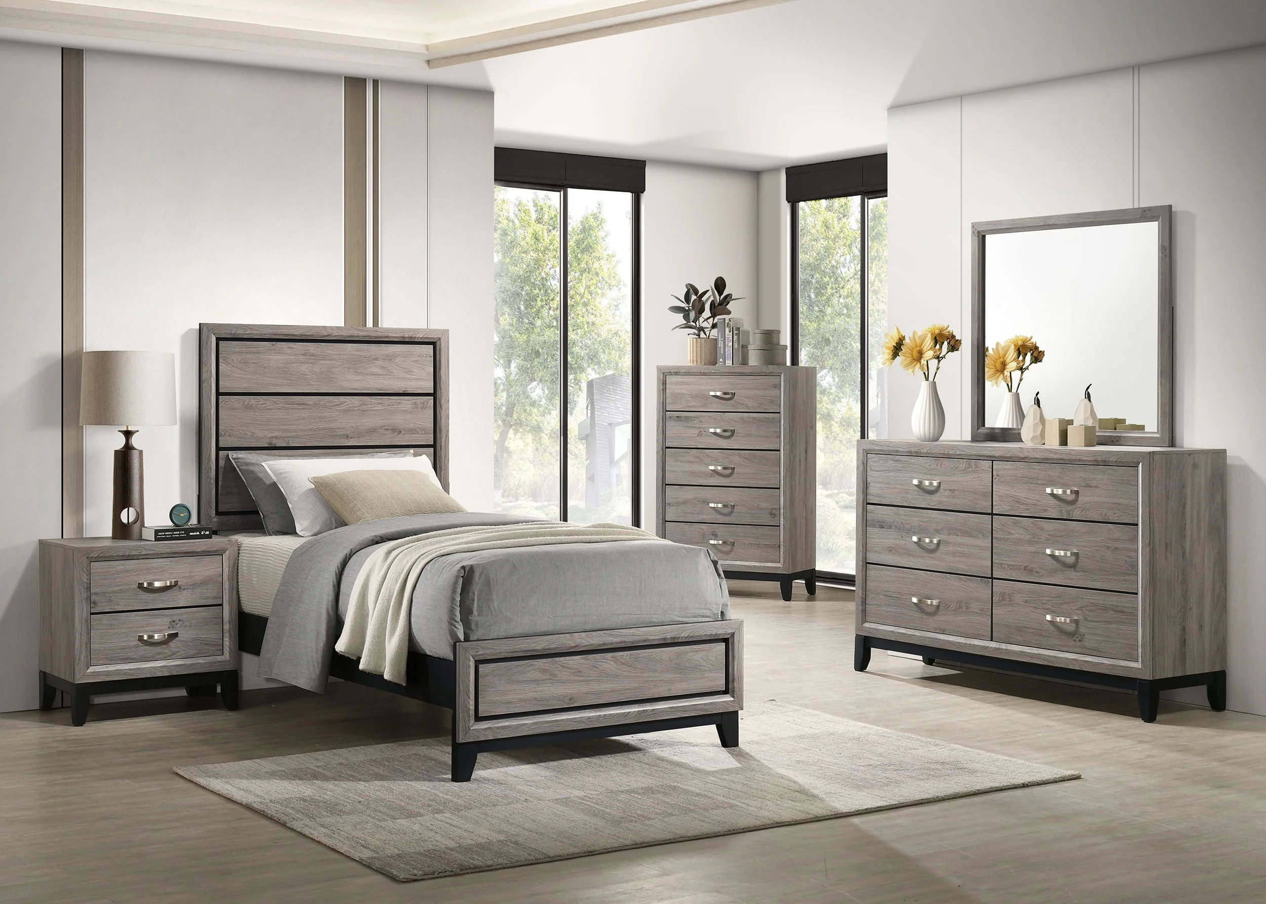 Watson Light Taupe Wood Twin Panel Bed - Image 10