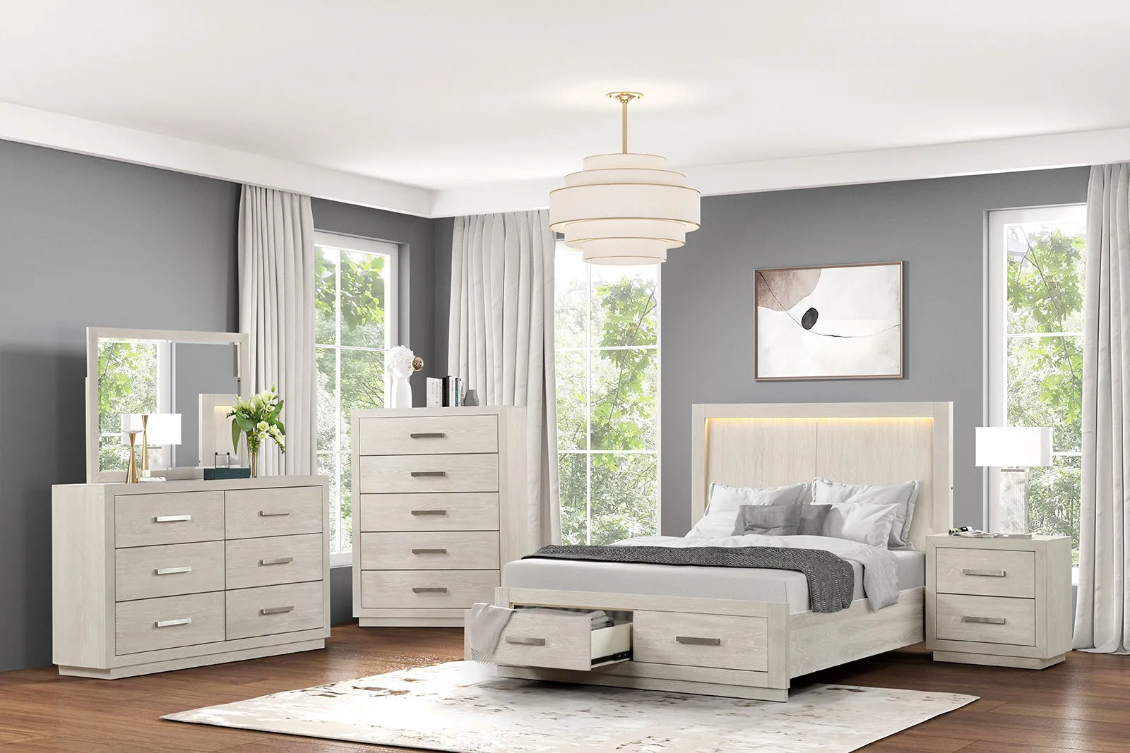 Wellingborough Light Gray King Bed - Image 3