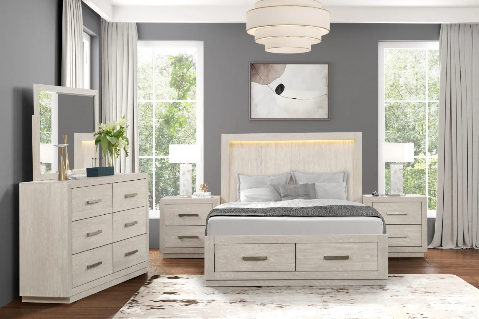 Wellingborough Light Gray Queen Bed - Image 2