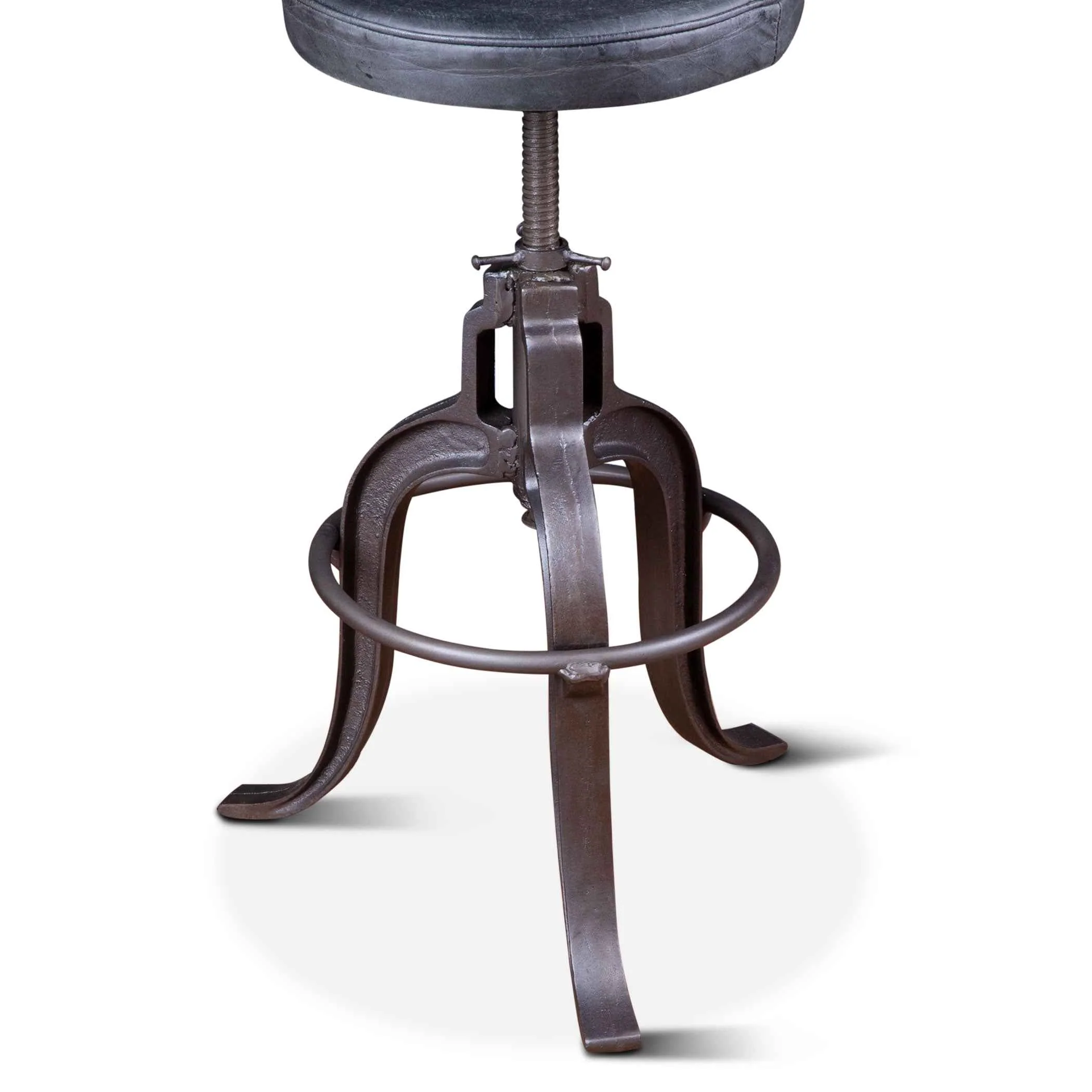 Wellington 13" Adjustable Stool in Black Top Grain Leather - Image 2