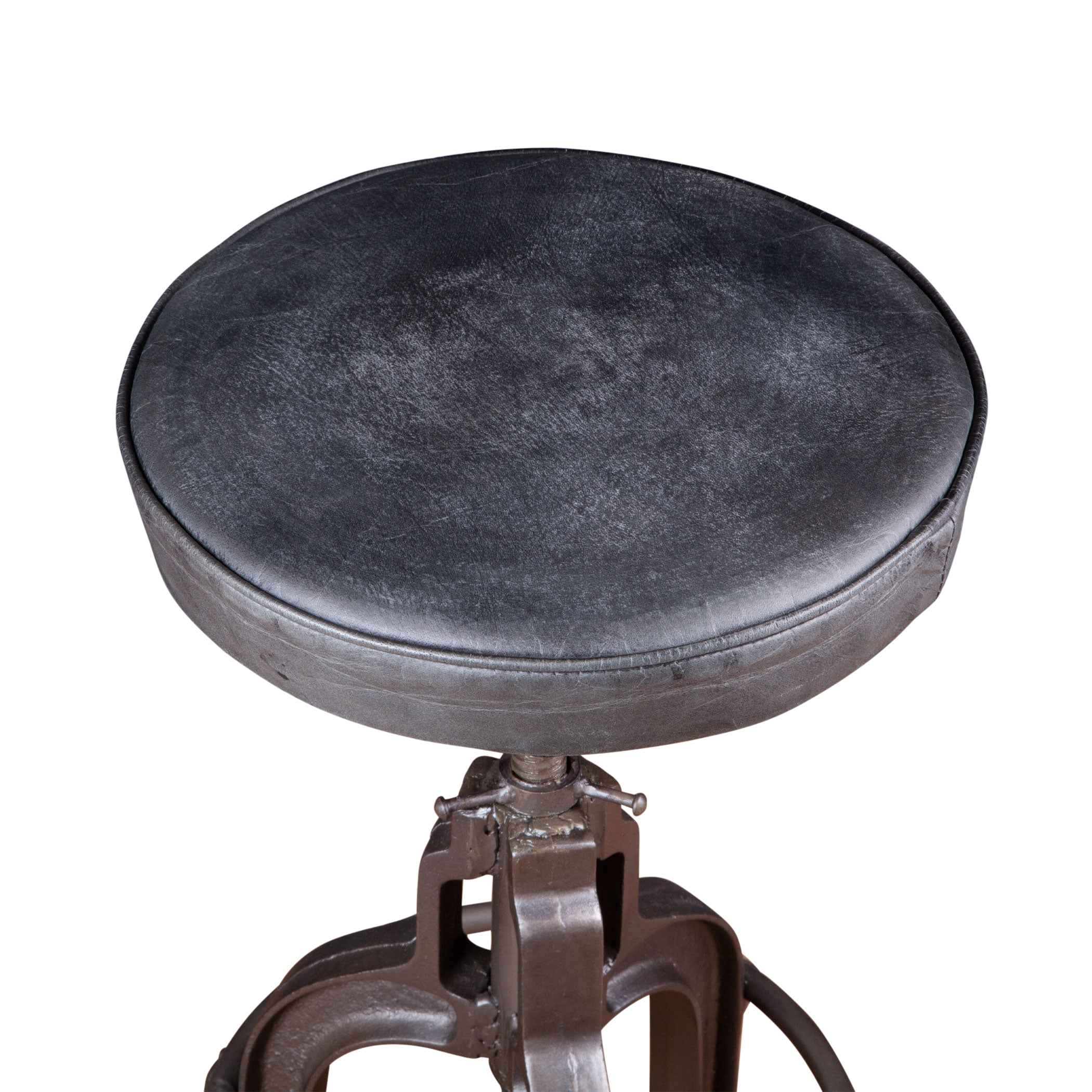 Wellington 13" Adjustable Stool in Black Top Grain Leather - Image 3