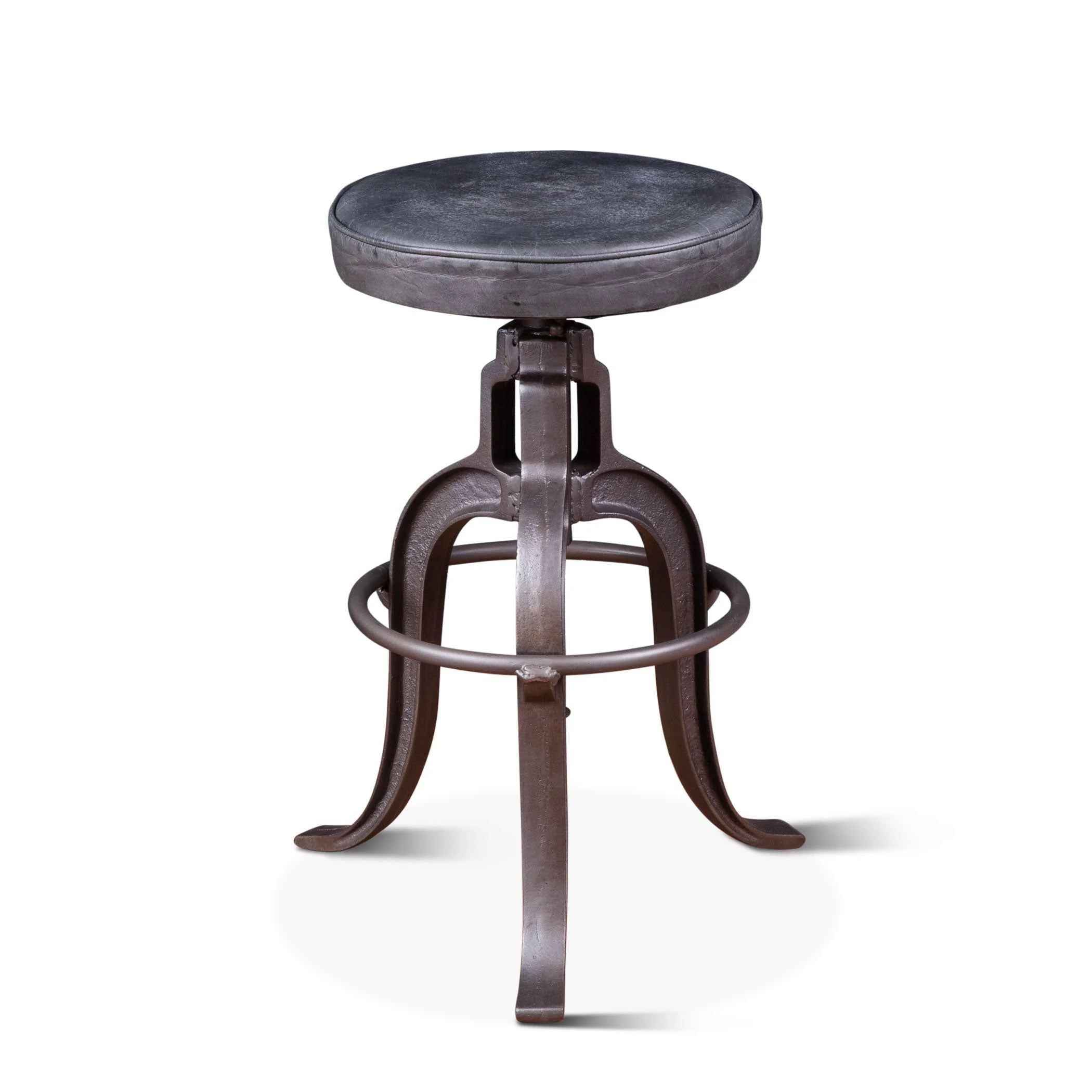 Wellington 13" Adjustable Stool in Black Top Grain Leather - Image 7
