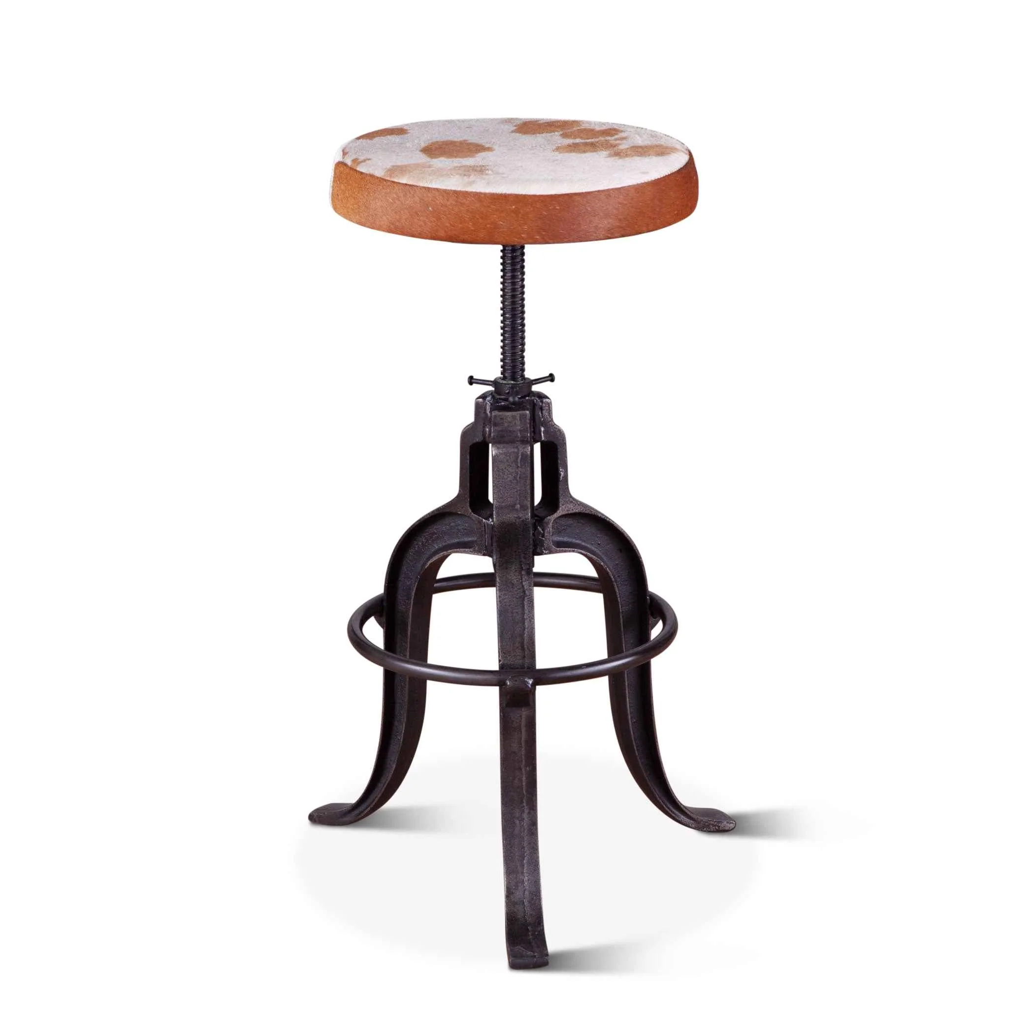 Wellington 13" Adjustable Stool in Brown Hair on Hide