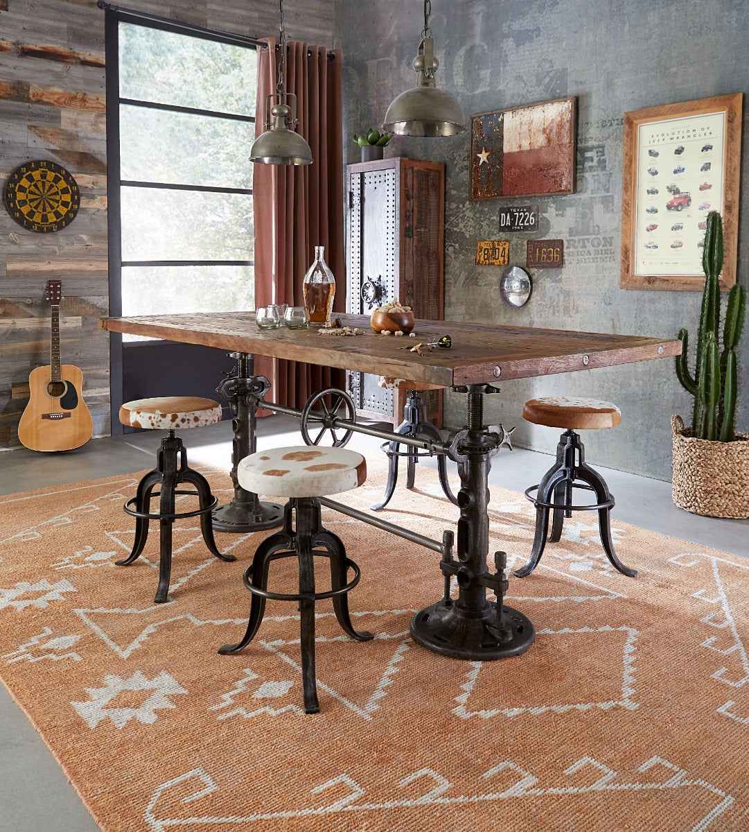 Wellington 13" Adjustable Stool in Brown Hair on Hide - Image 6