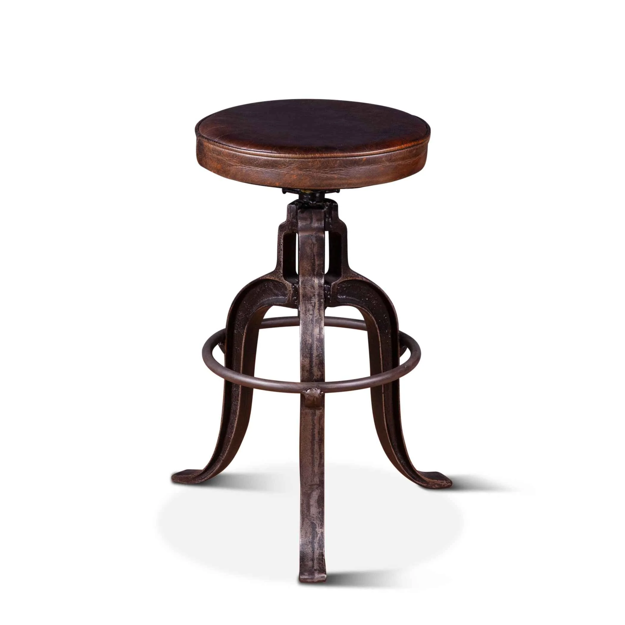Wellington 13" Adjustable Stool in Brown Top Grain Leather - Image 4