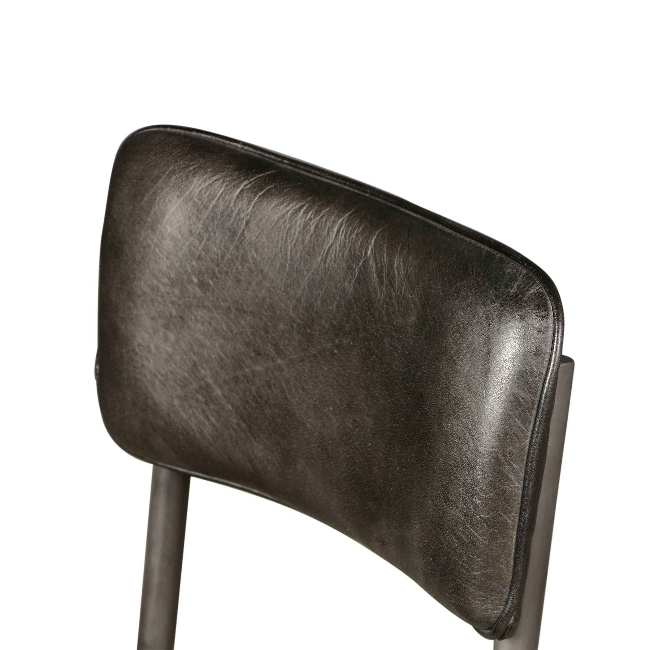 Wellington Bill 17" Dining Chair in Ebony Leather and Iron, Set of 2 - Image 5