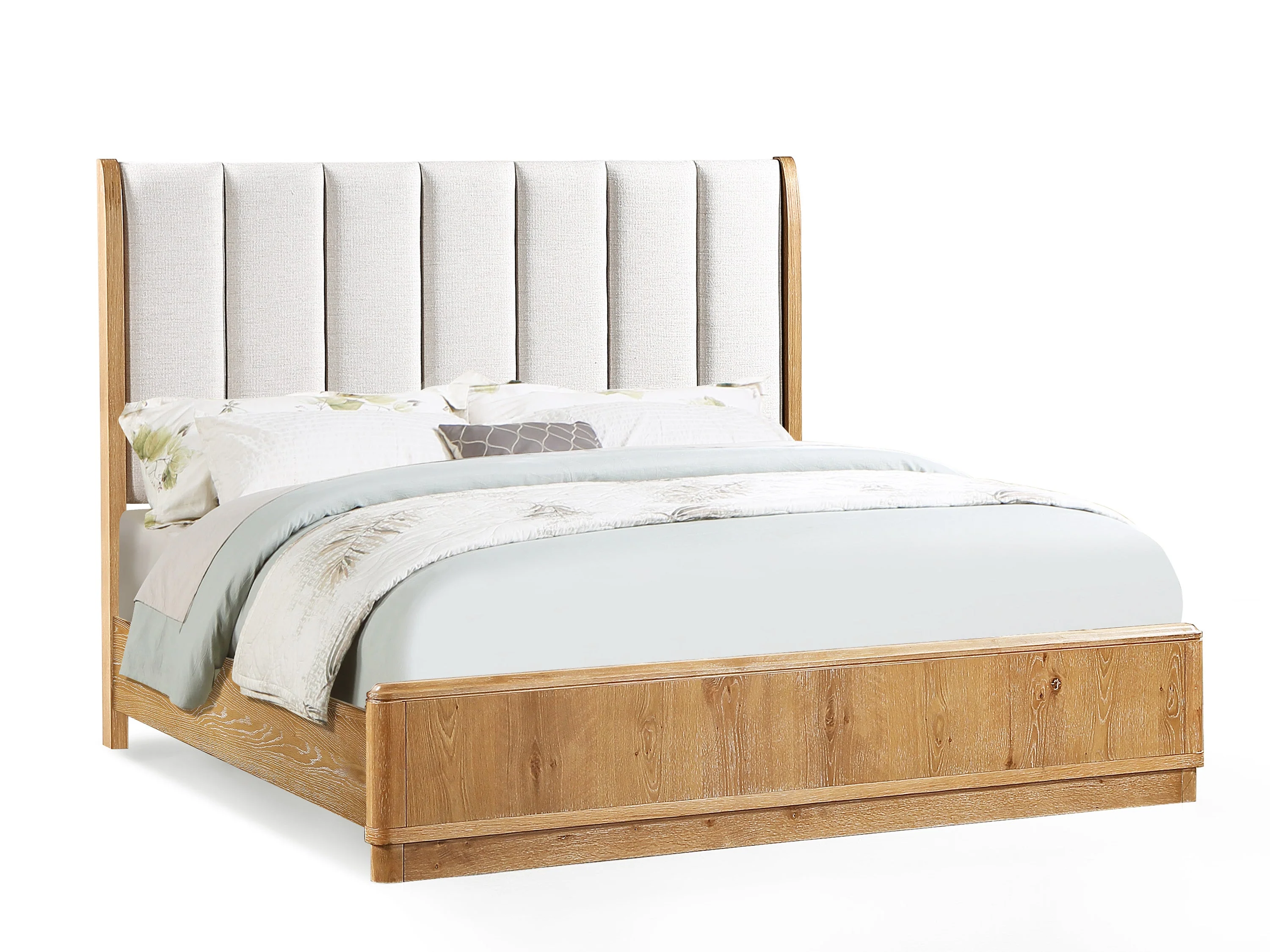 Westcott Cerused Natural Queen Upholstered Panel Bed