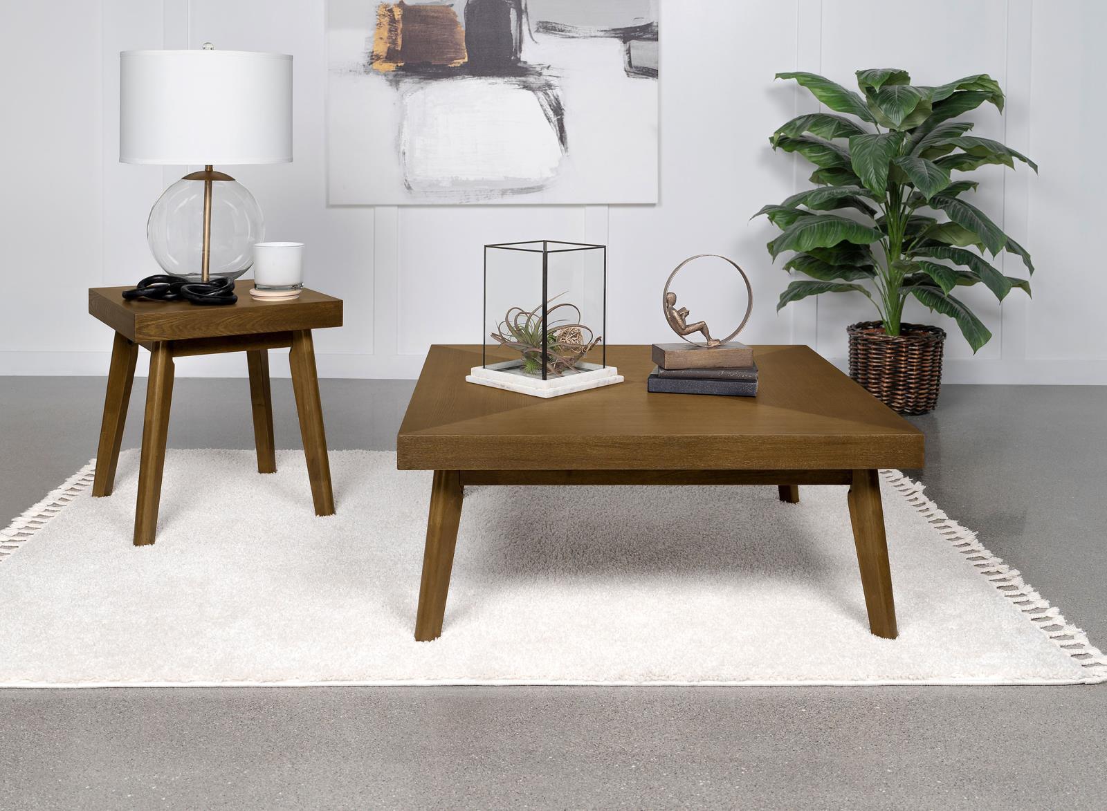Westerly Walnut Square Wood End Table with Diamond Parquet - Image 7