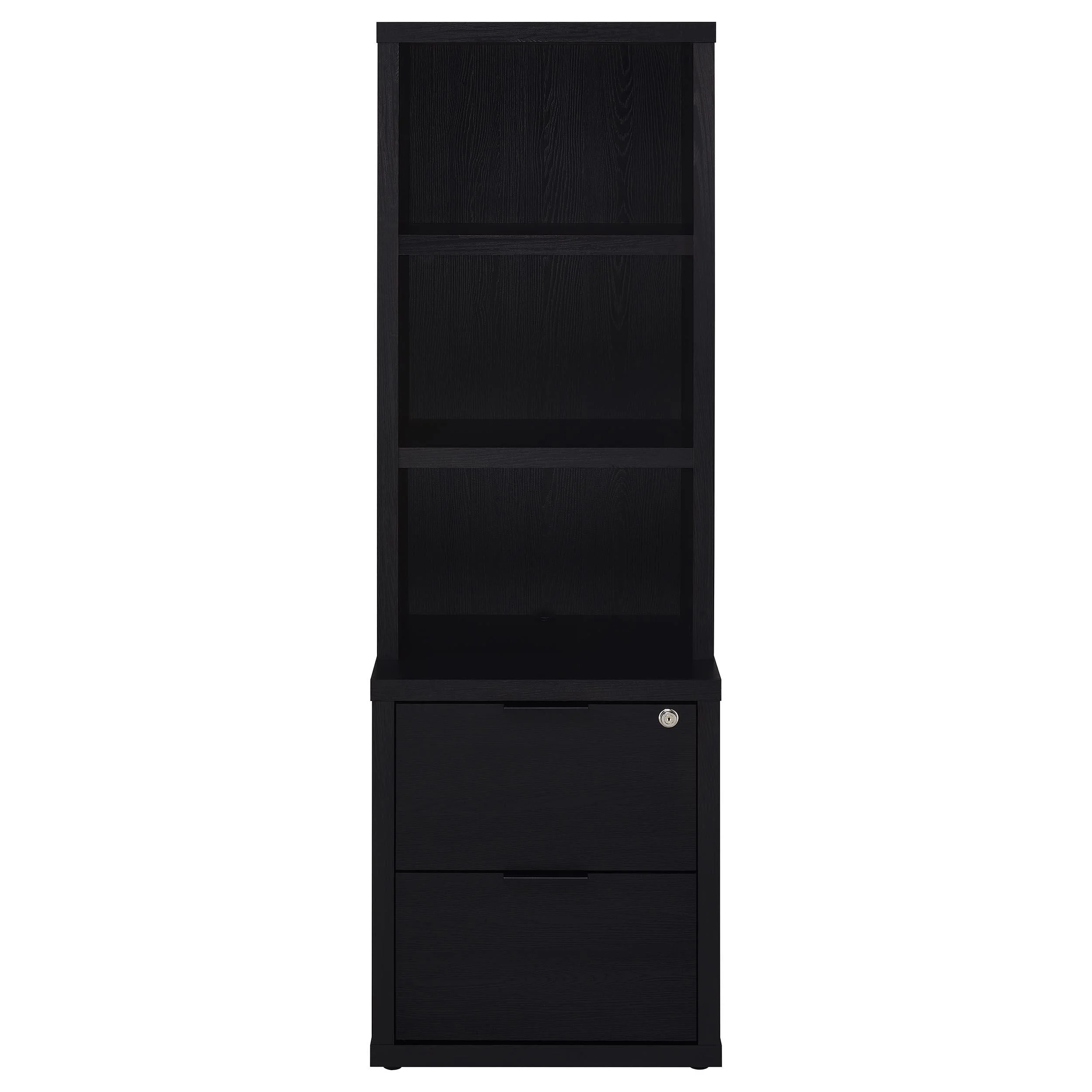 Westpark Black 3-Shelf Bookcase with Lockable Drawer and USB Ports - Image 4