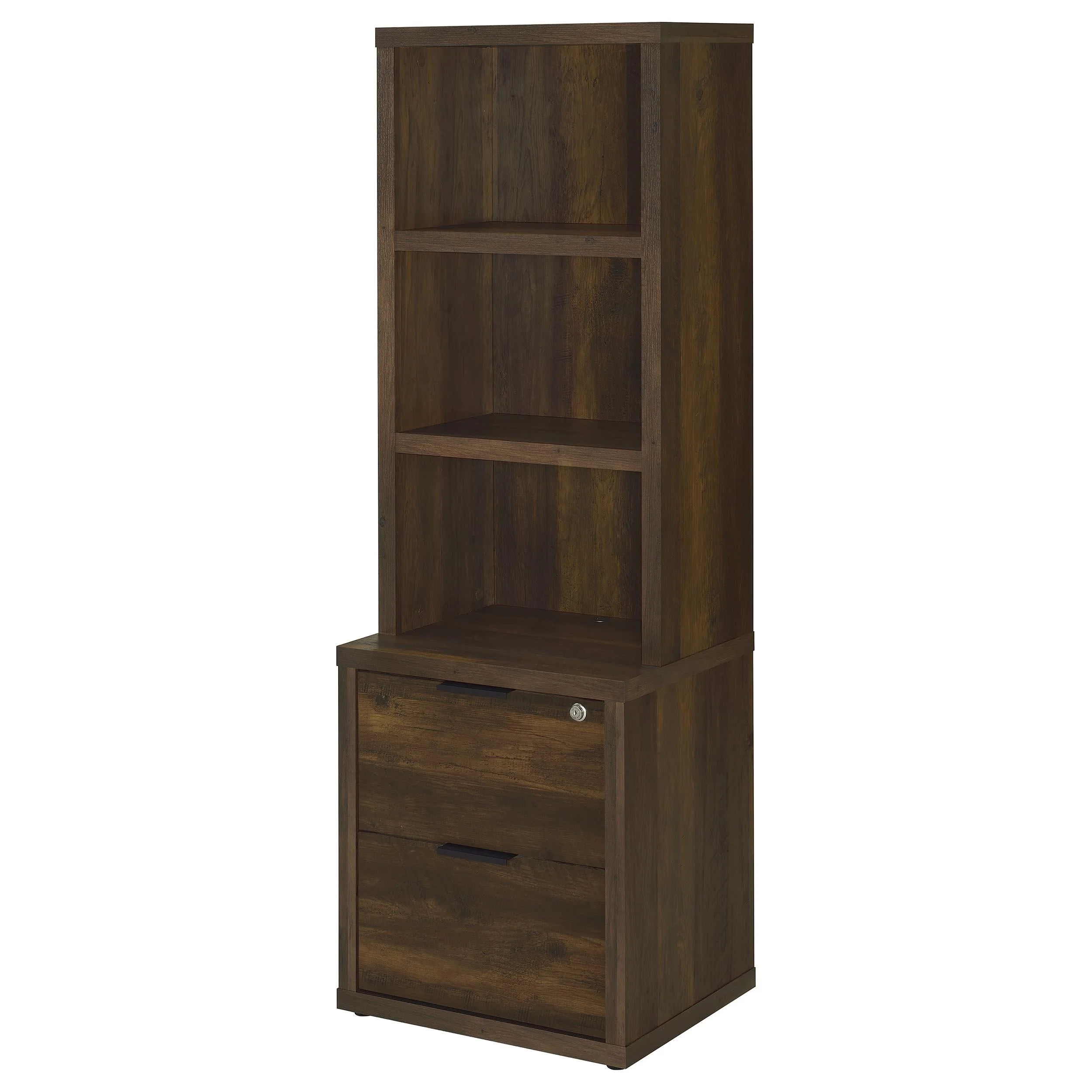 Westpark Dark Pine 3-Shelf Bookcase with Lockable Drawer and USB Ports - Image 5