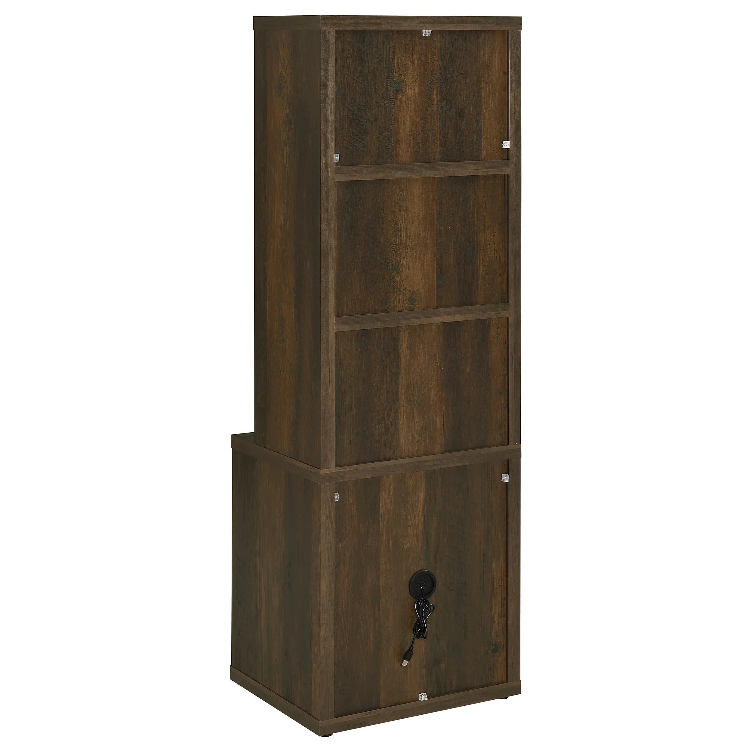 Westpark Dark Pine 3-Shelf Bookcase with Lockable Drawer and USB Ports - Image 7
