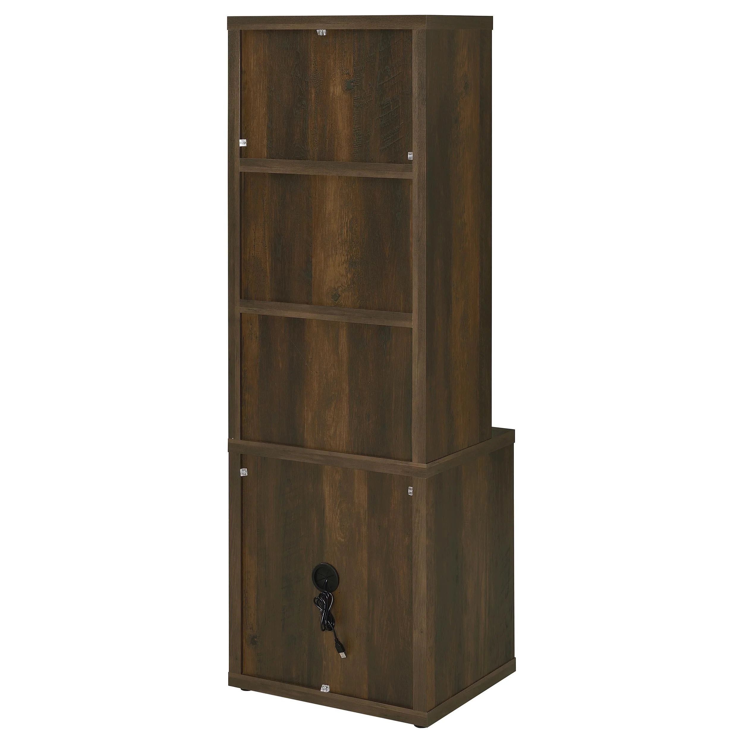 Westpark Dark Pine 3-Shelf Bookcase with Lockable Drawer and USB Ports - Image 8
