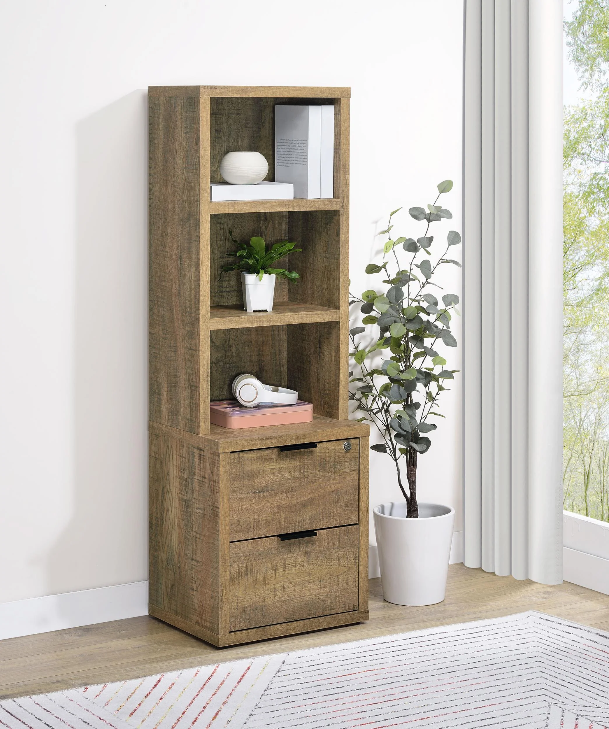 Westpark Mango 3-Shelf Bookcase with Lockable Drawer and USB Ports