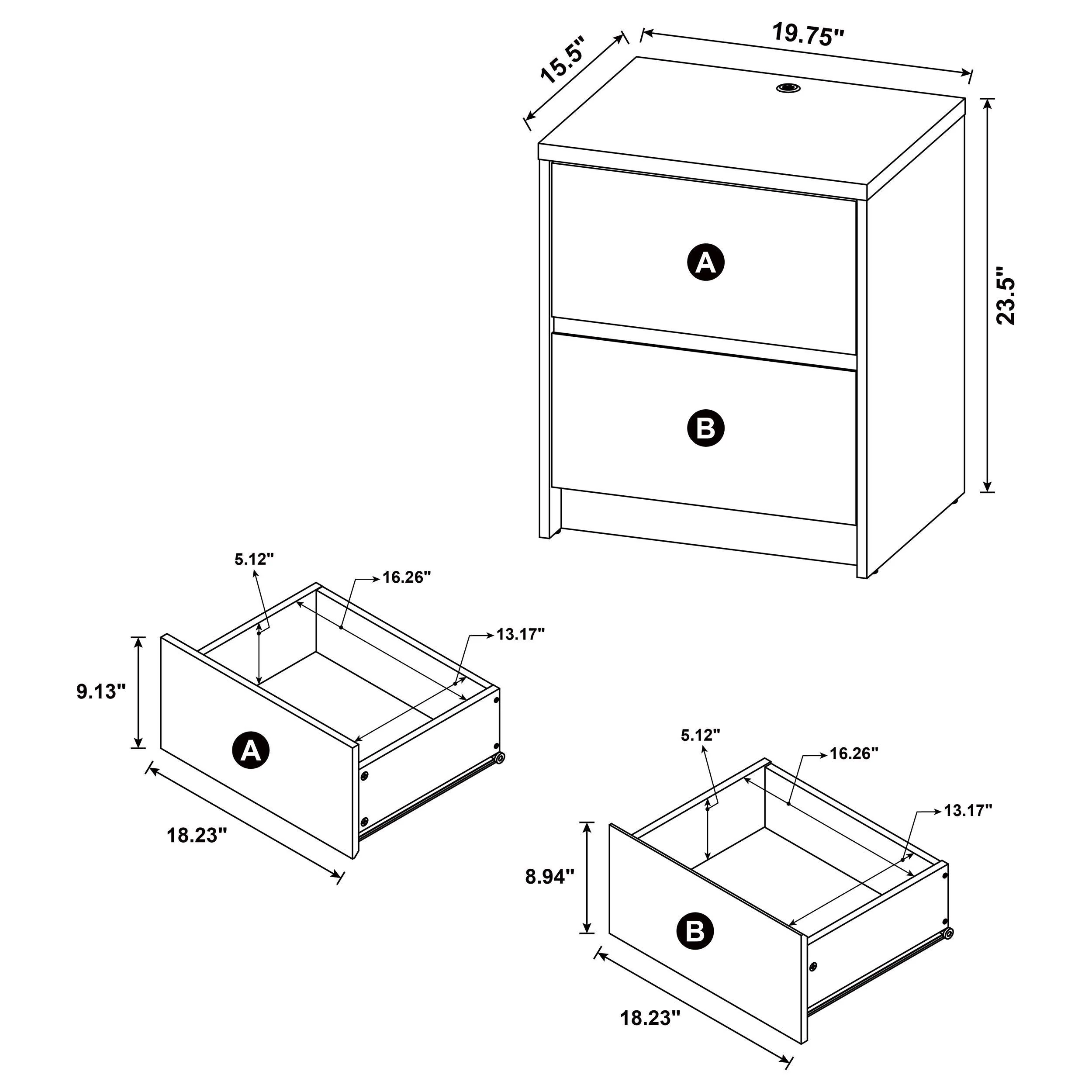 Westpark Mango Nightstand with LED Lights and USB Ports - Image 14