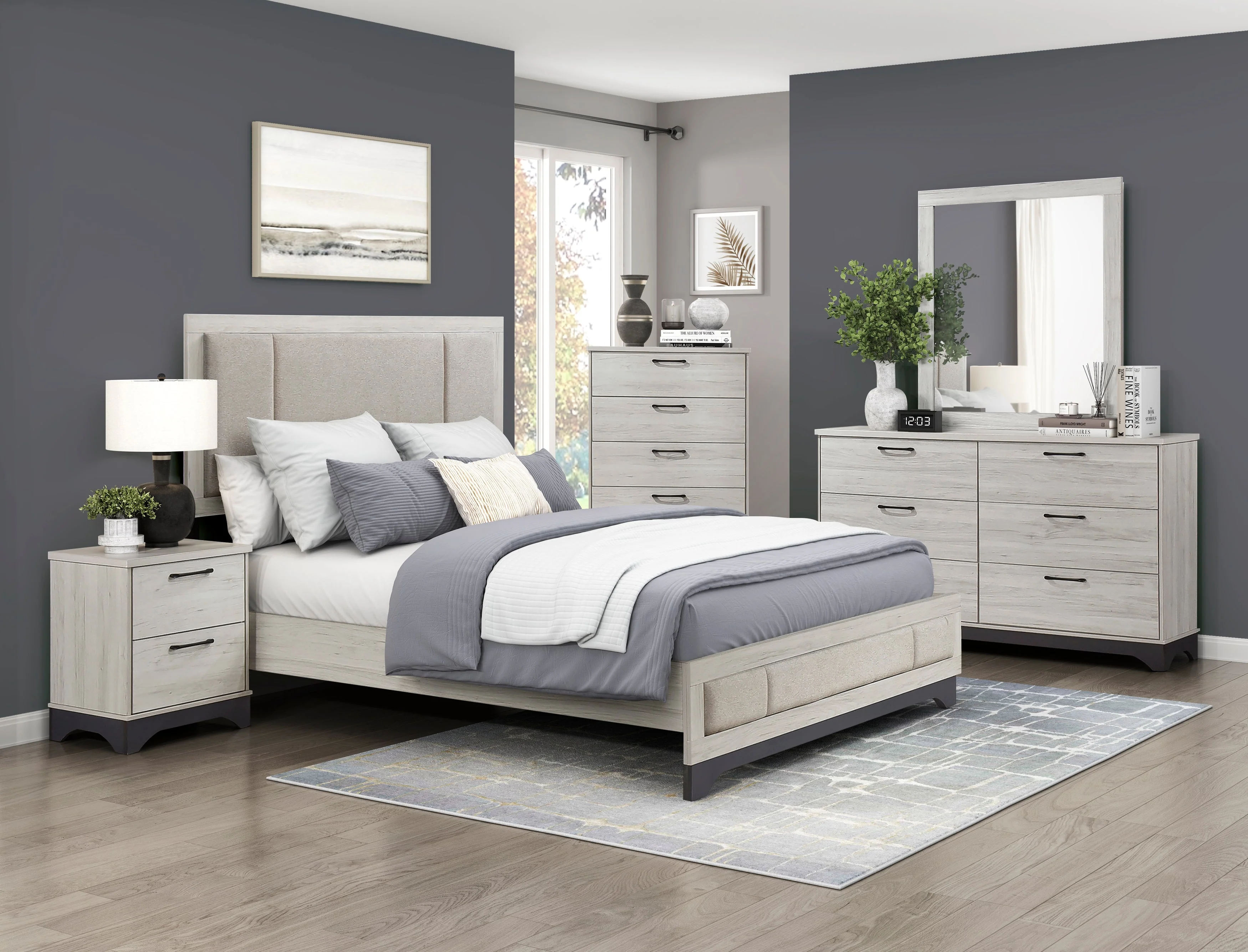 Westport White Oak/Gray Platform Bedroom Set