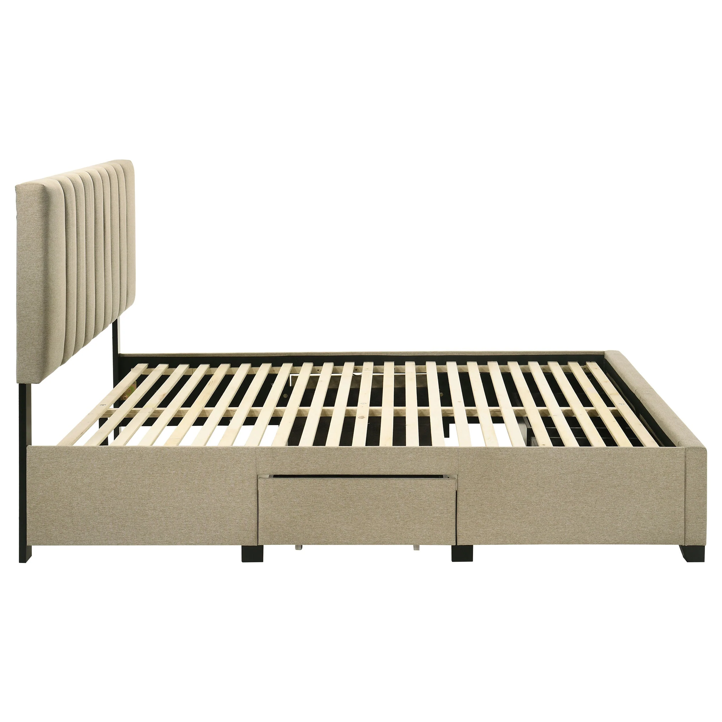Wheatland Light Brown 4-drawer Upholstered Queen Storage Bed - Image 8