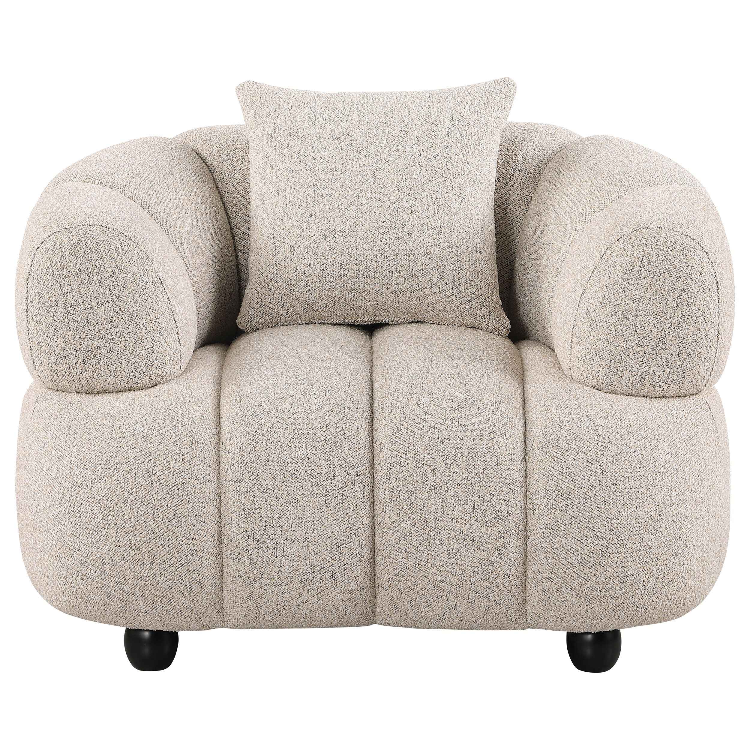 Whitney Pebble Contemporary Channel Tufted Woven Fabric Upholstered Accent Chair - Image 2