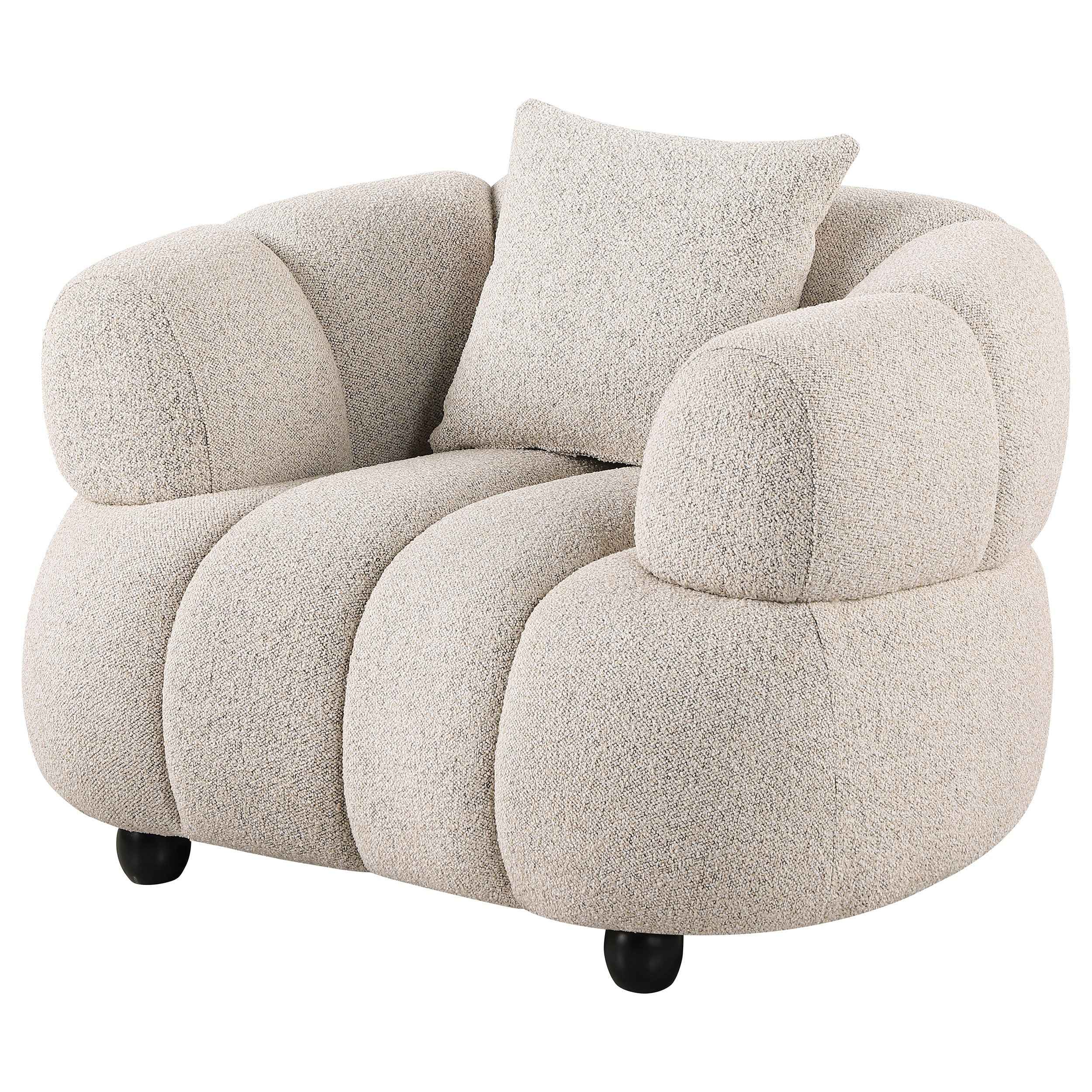 Whitney Pebble Contemporary Channel Tufted Woven Fabric Upholstered Accent Chair - Image 3