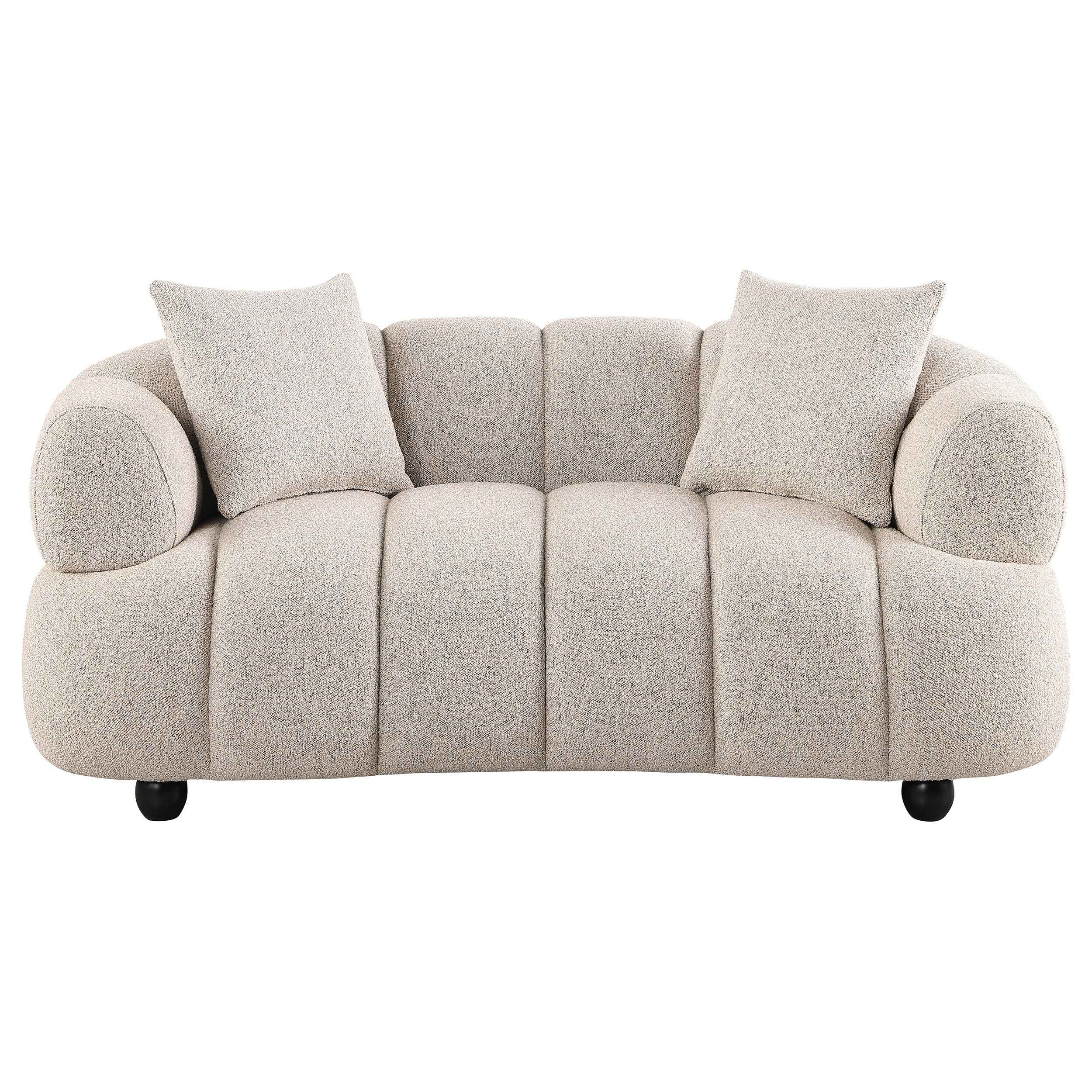 Whitney Pebble Contemporary Channel Tufted Woven Fabric Upholstered Loveseat - Image 2