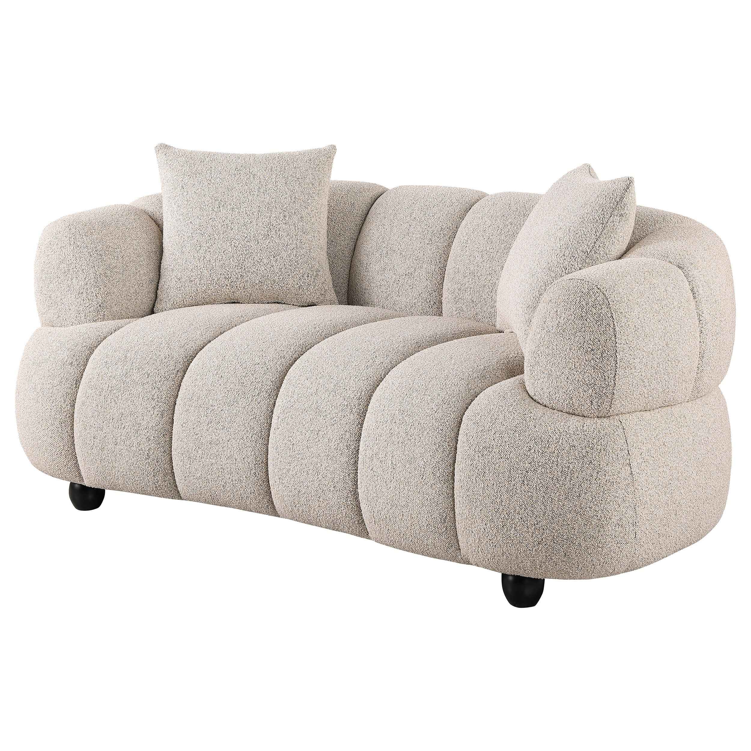 Whitney Pebble Contemporary Channel Tufted Woven Fabric Upholstered Loveseat - Image 3