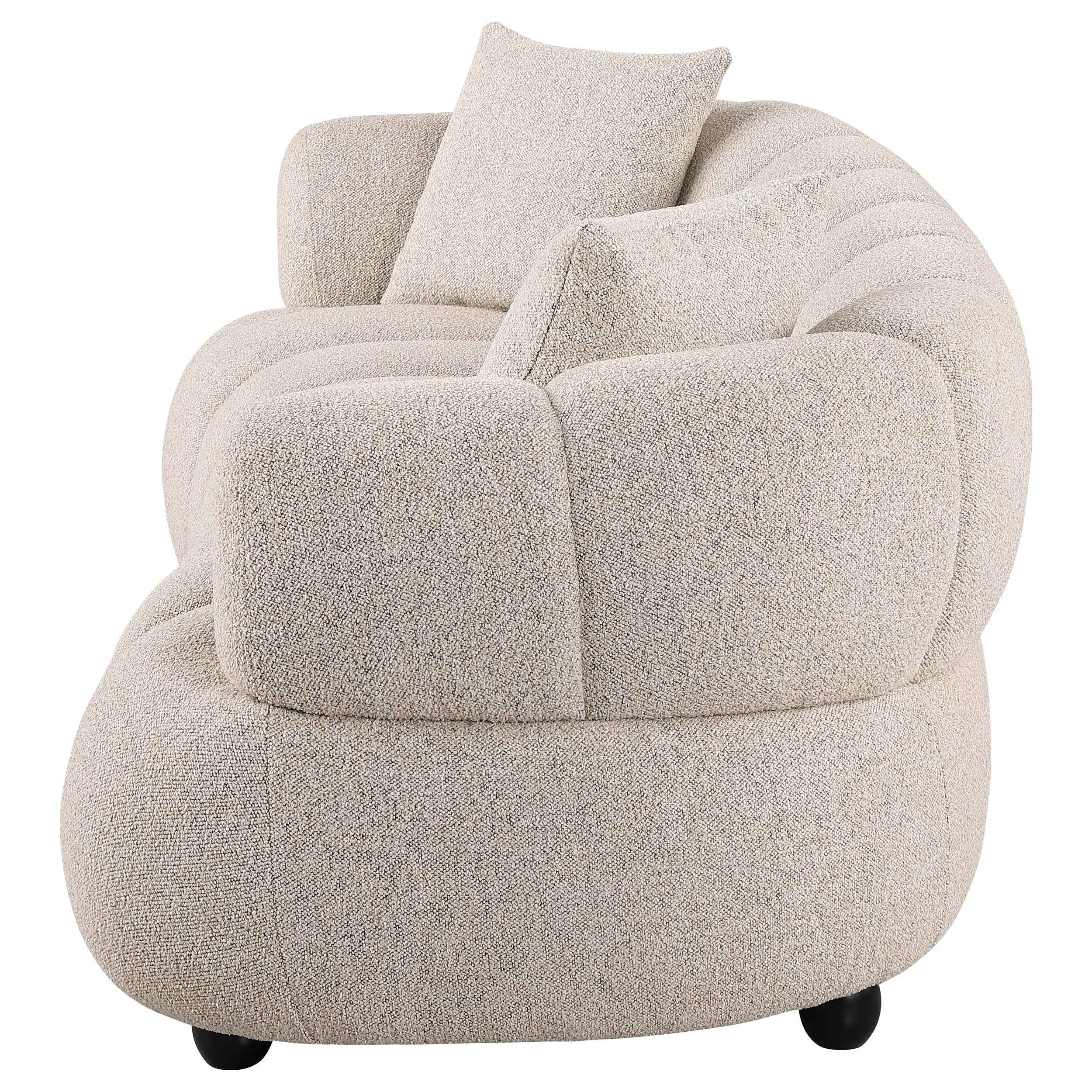 Whitney Pebble Contemporary Channel Tufted Woven Fabric Upholstered Sofa - Image 4