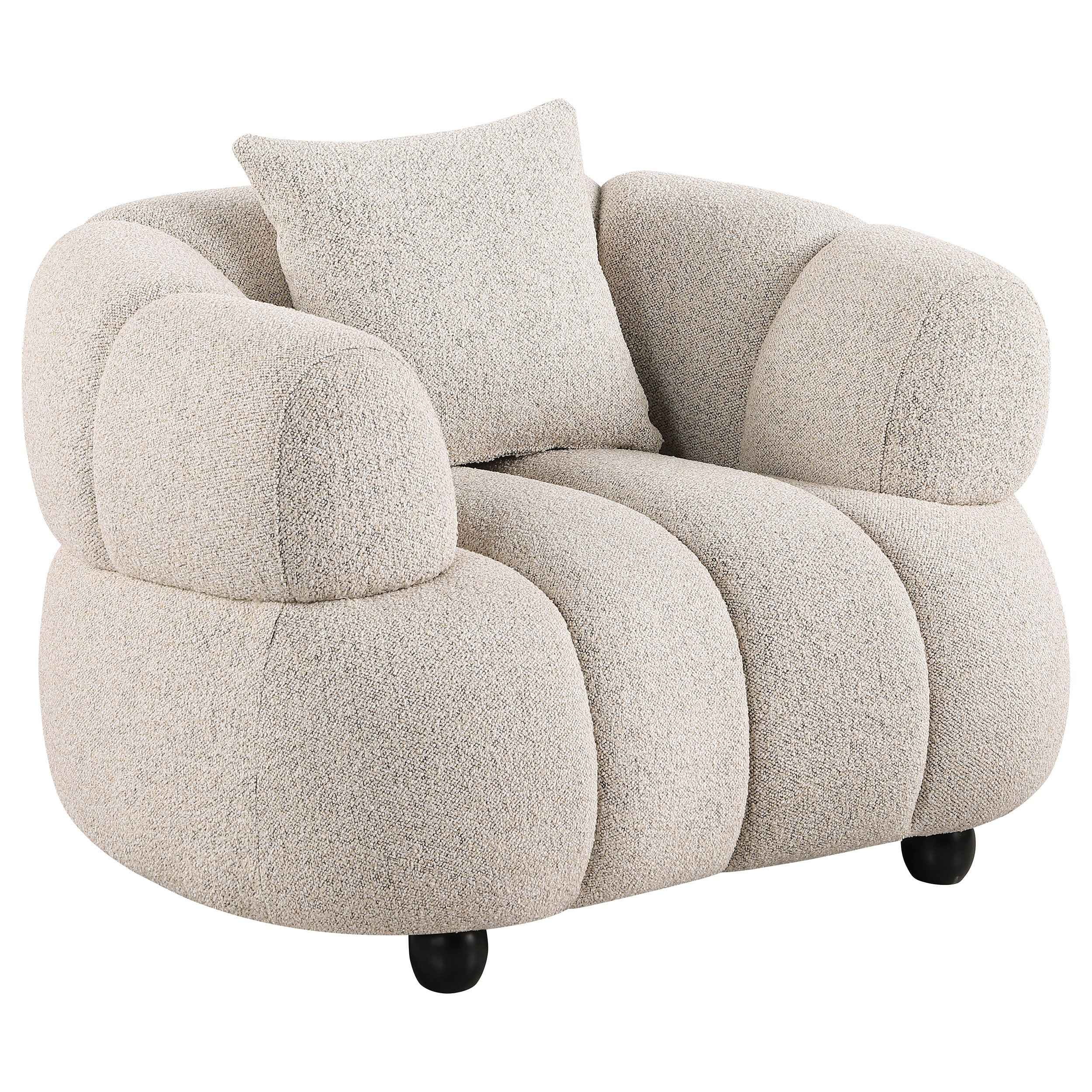 Whitney Pebble Contemporary Channel Tufted Woven Fabric Upholstered Sofa Set - Image 6