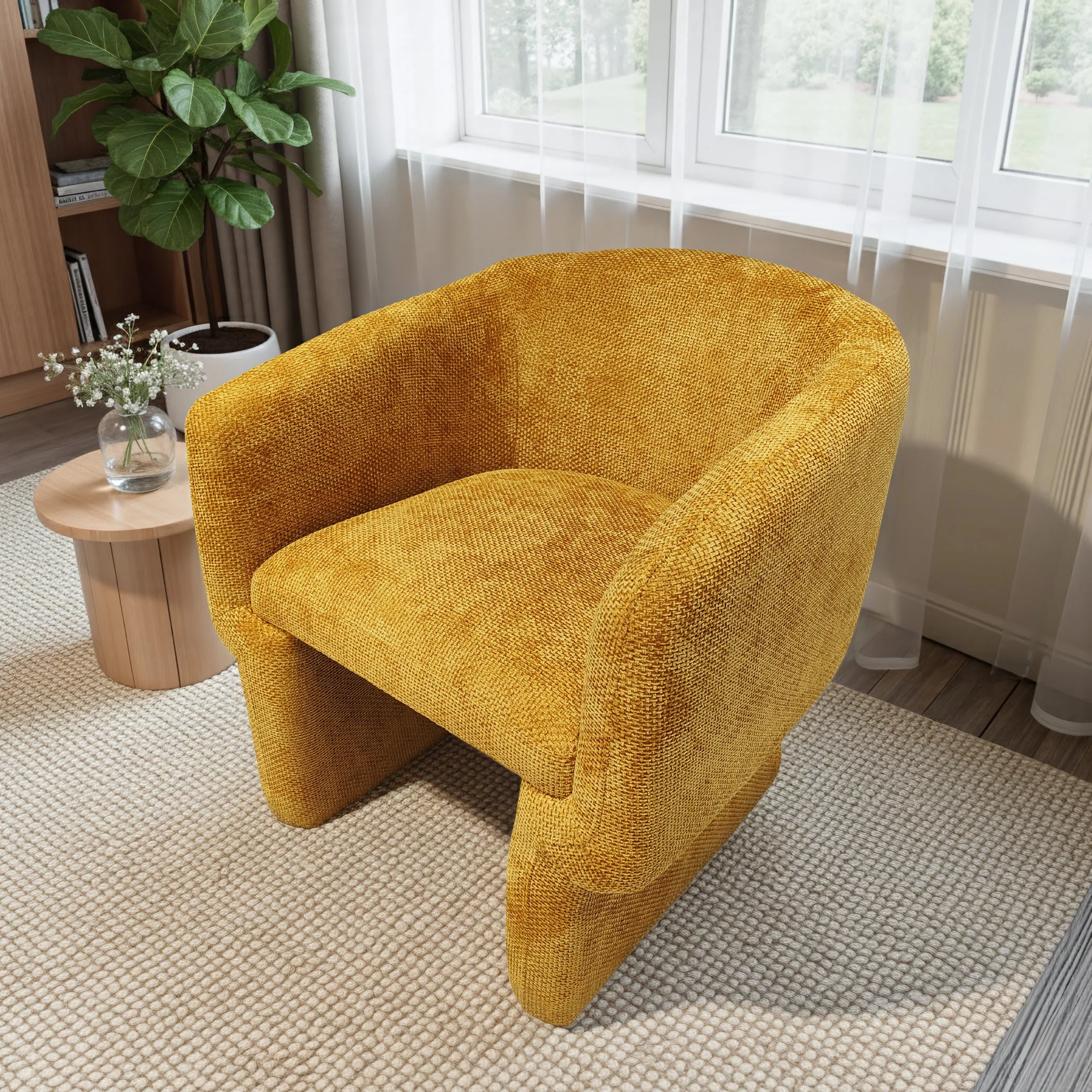 Wichita Gold Chenille Lounge Chair - Image 4